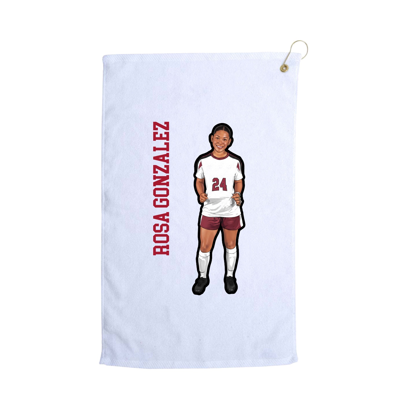 Golf Towel — Name Vertical in White