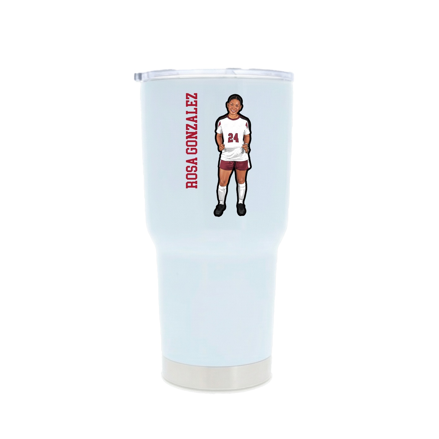 30oz Stainless Steel Tumbler — Name Vertical in White