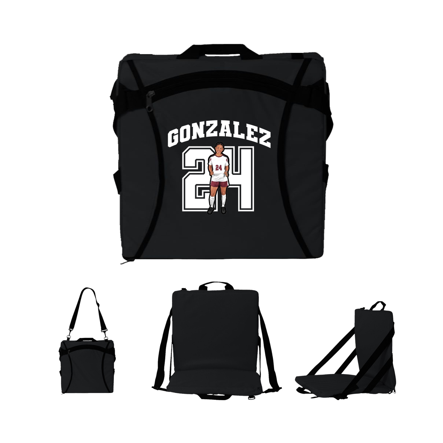 Folding Stadium Seat — Number in Black