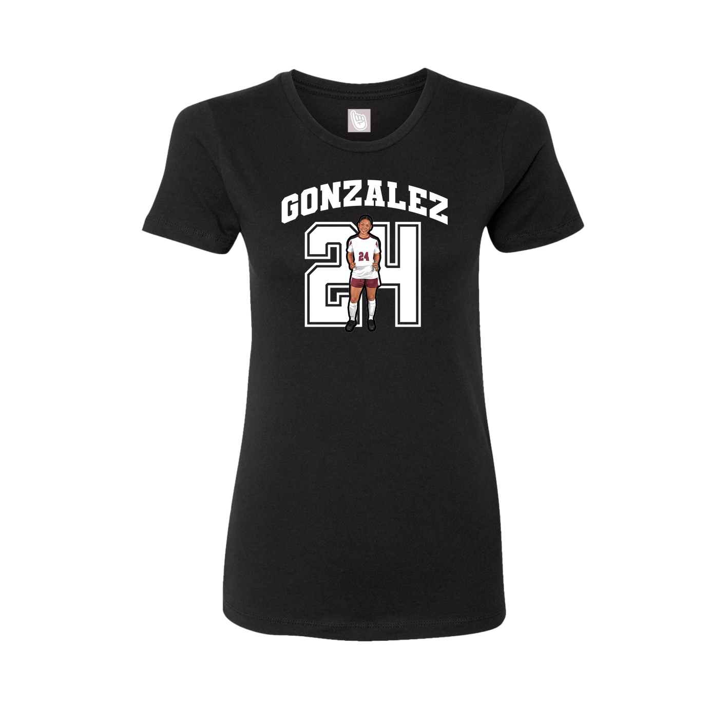 Fitted Women's Tee — Number in Black