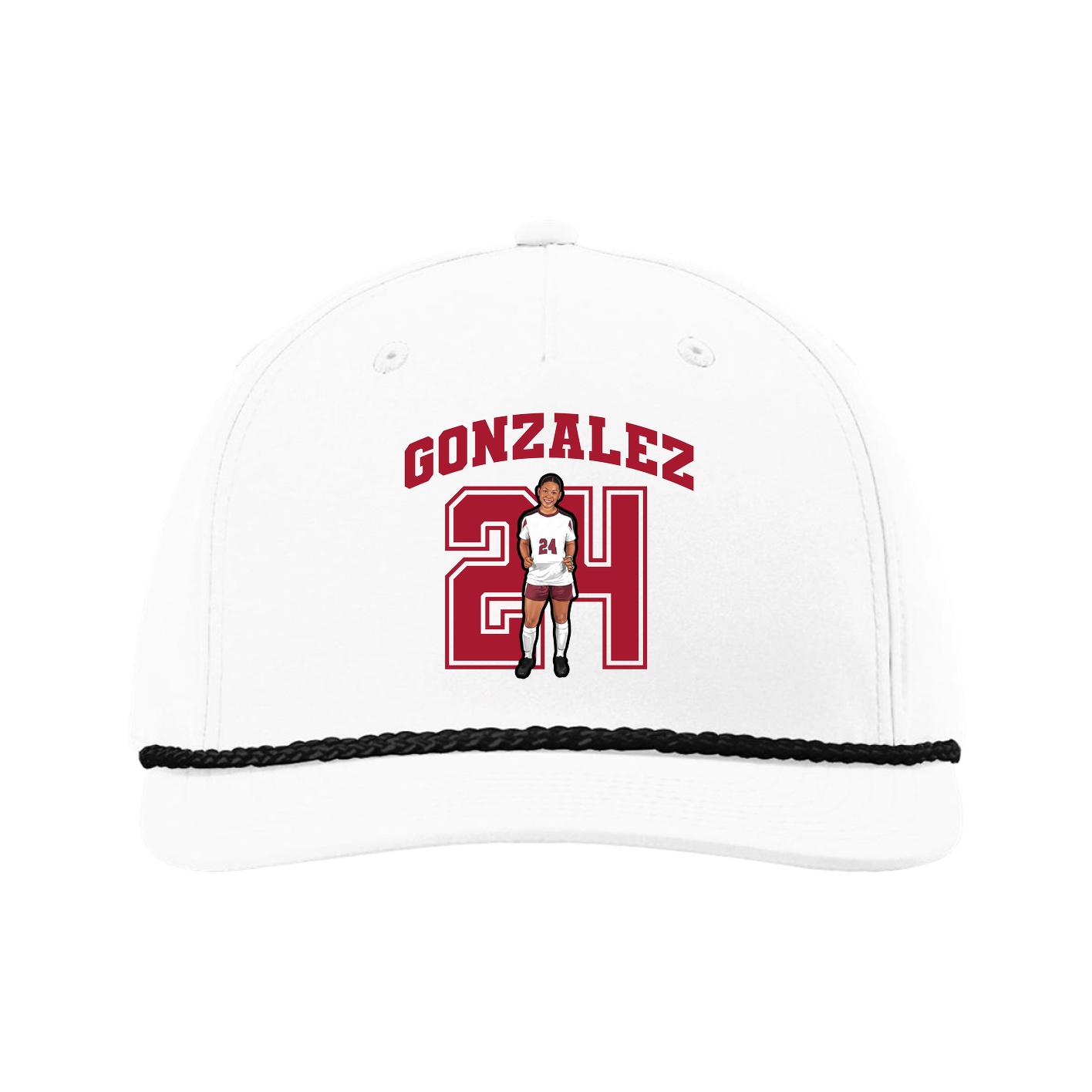 Five-Panel Classic Rope Cap — Number in White