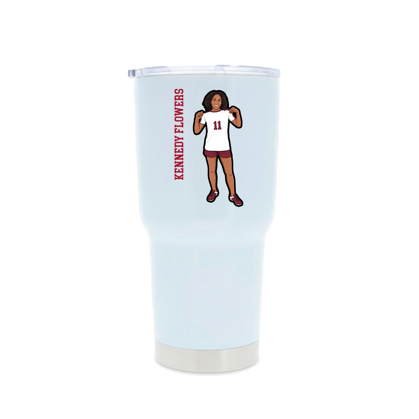 30oz Stainless Steel Tumbler — Name Vertical in White