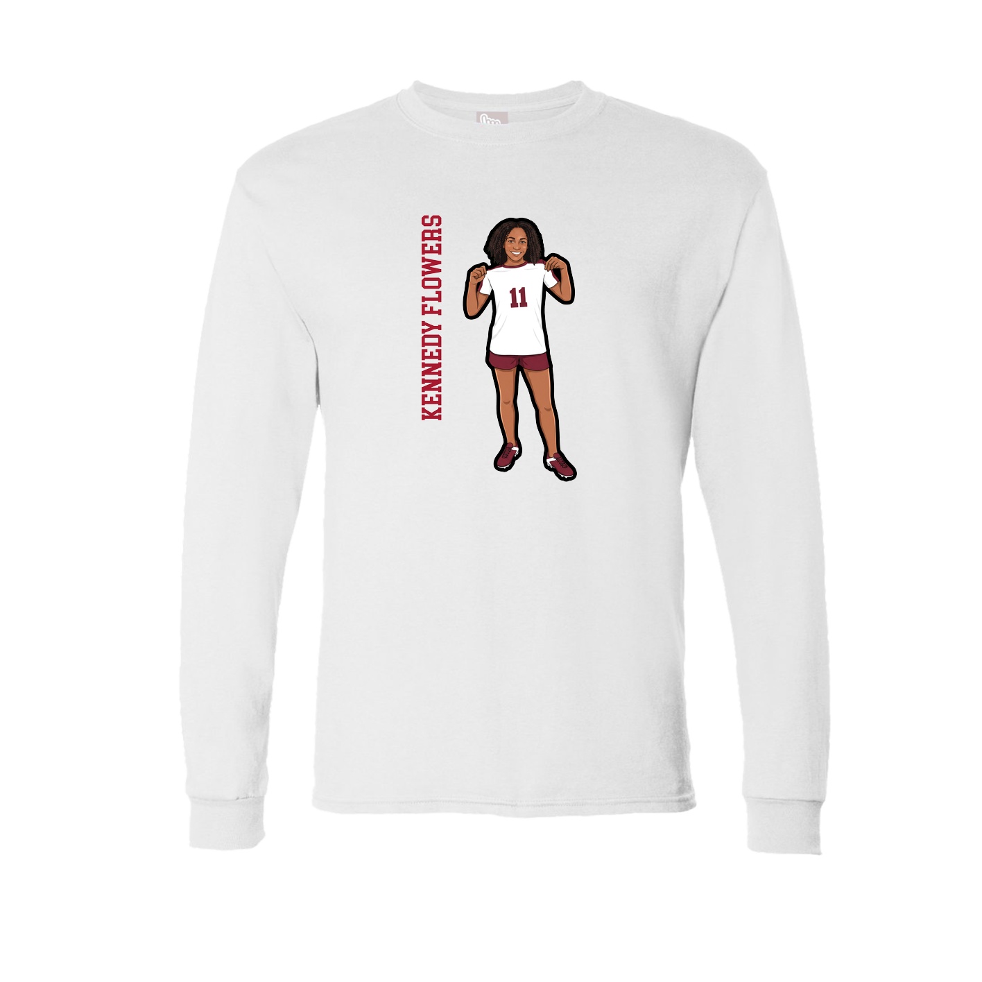 Long Sleeve Tee — Name Vertical in White