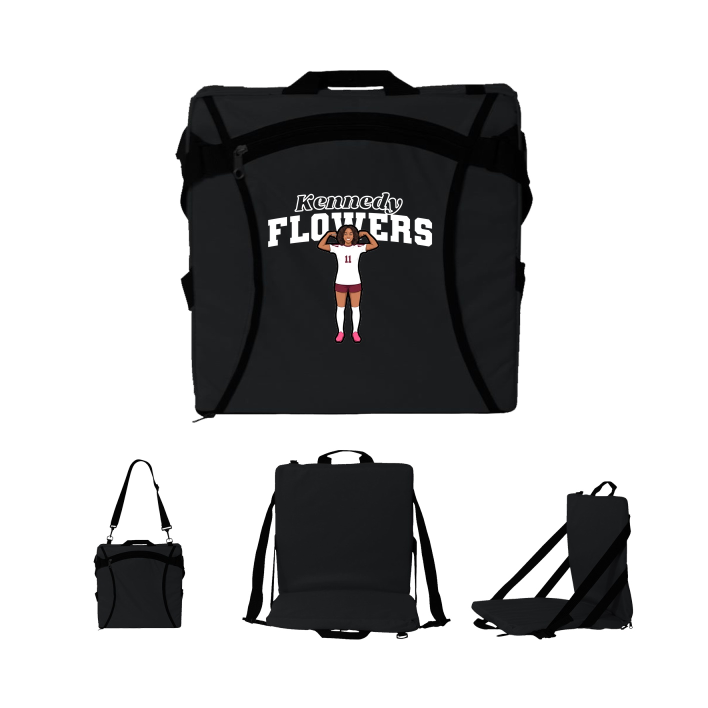 Folding Stadium Seat — Name Arch in Black