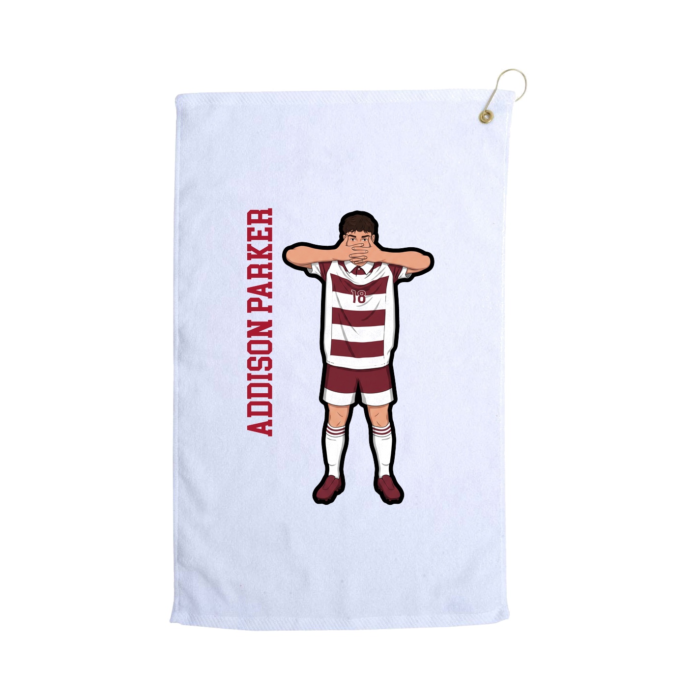 Golf Towel — Name Vertical in White