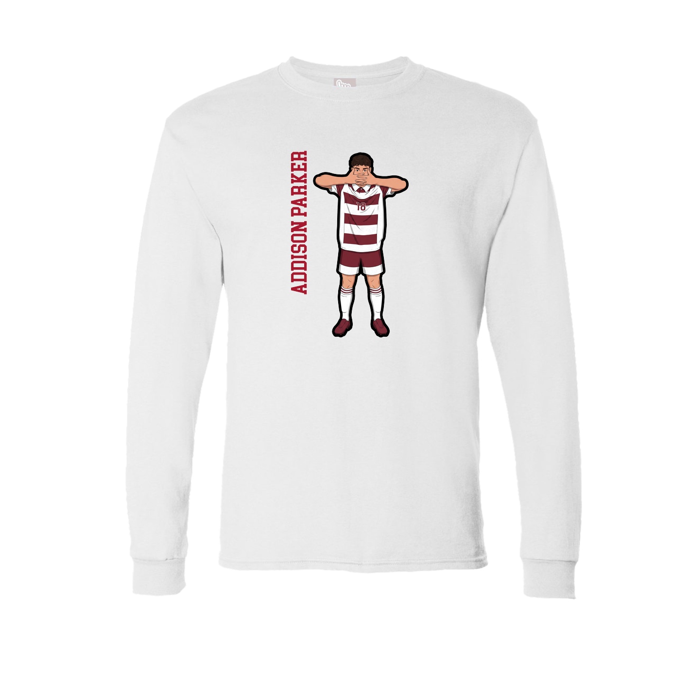 Long Sleeve Tee — Name Vertical in White