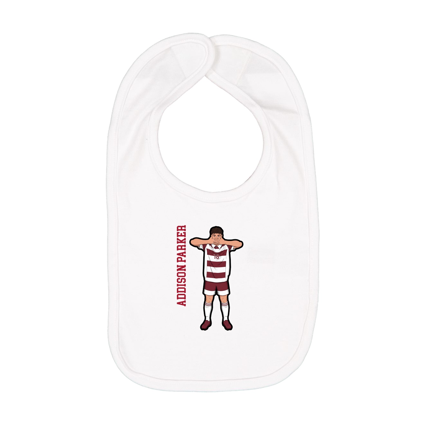 Infant Bib — Name Vertical in White