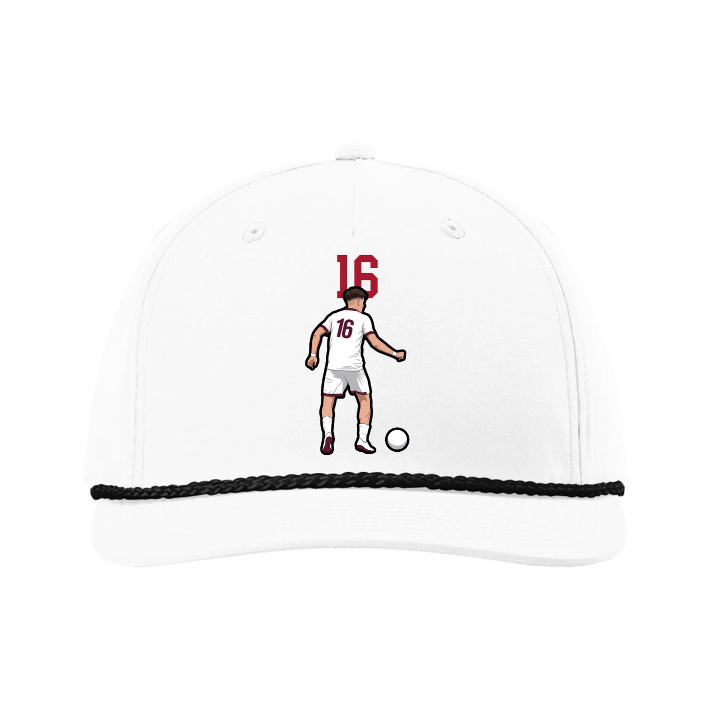 Five-Panel Classic Rope Cap — Number Top in White