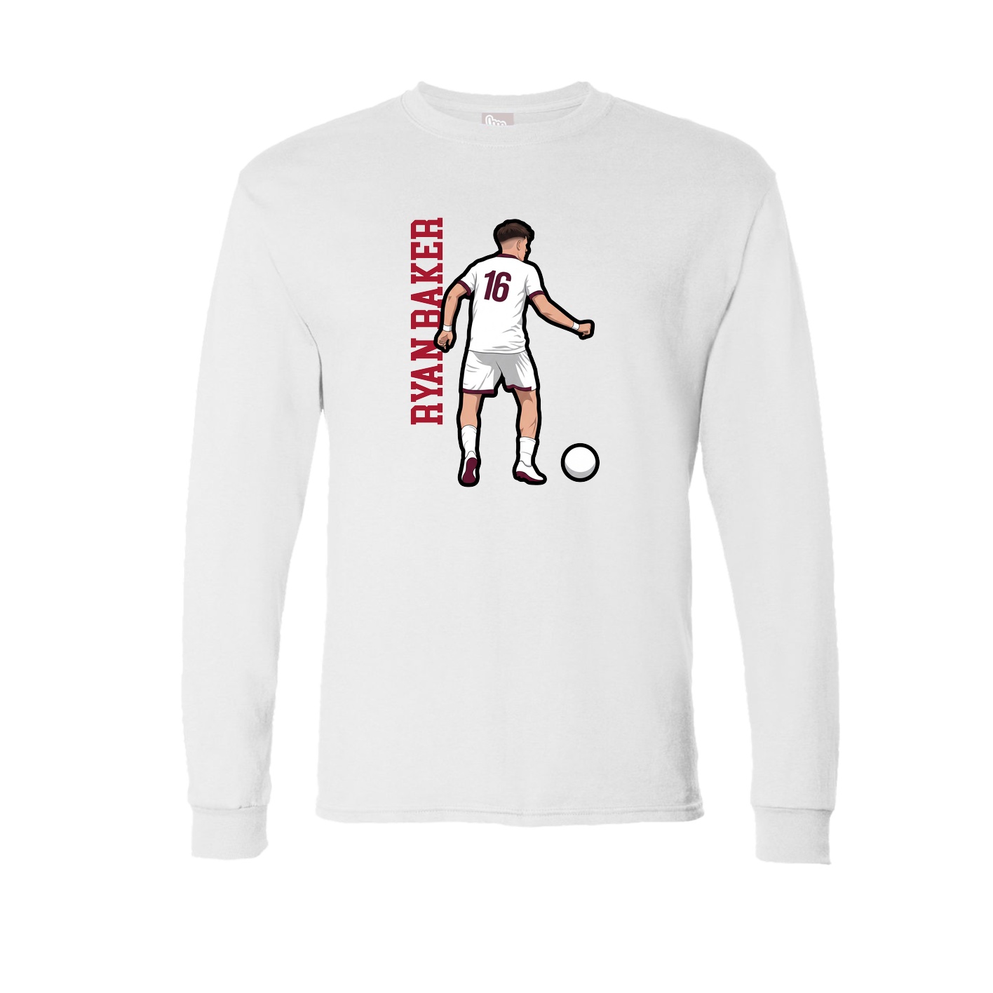 Long Sleeve Tee — Name Vertical in White