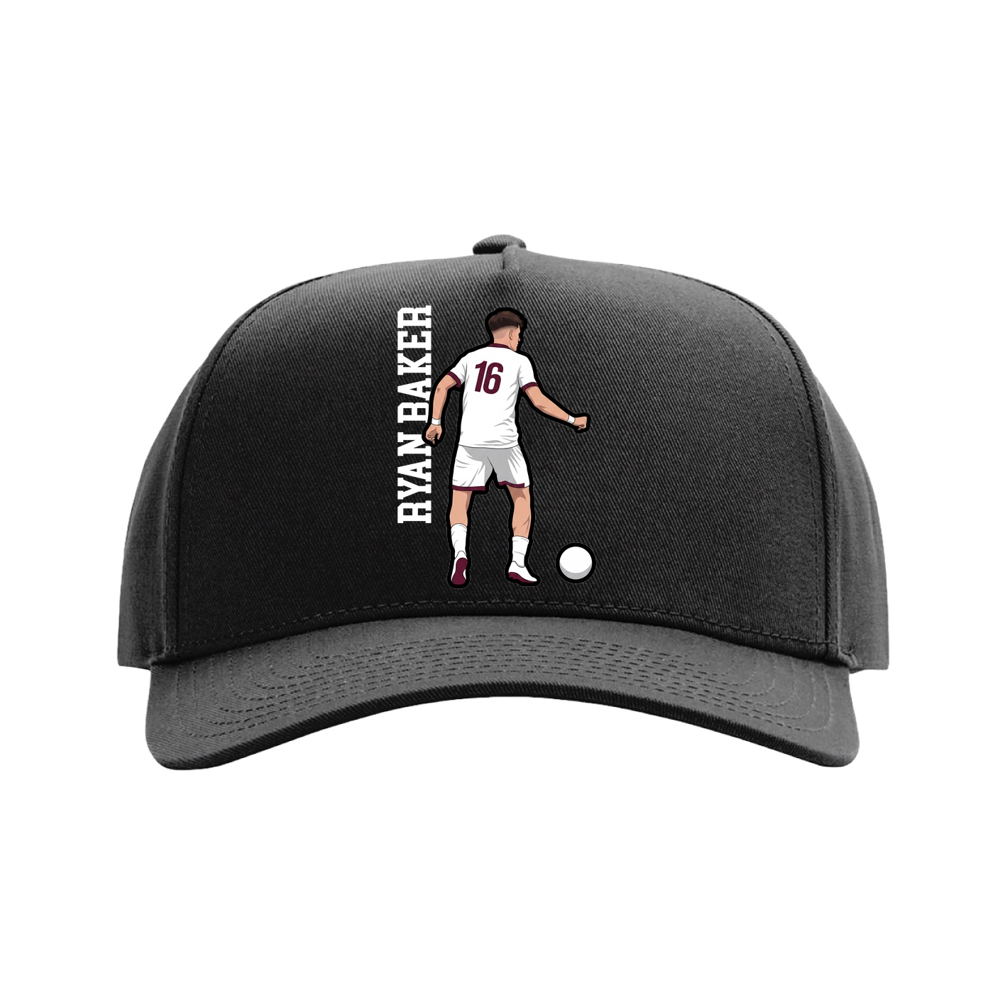 Full Fabric Five-Panel Champ Cap — Name Vertical in Black
