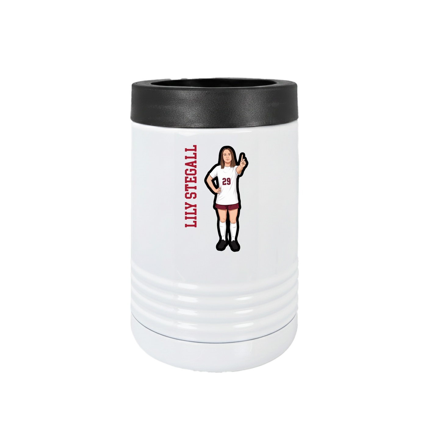 Beverage Holder — Name Vertical in White