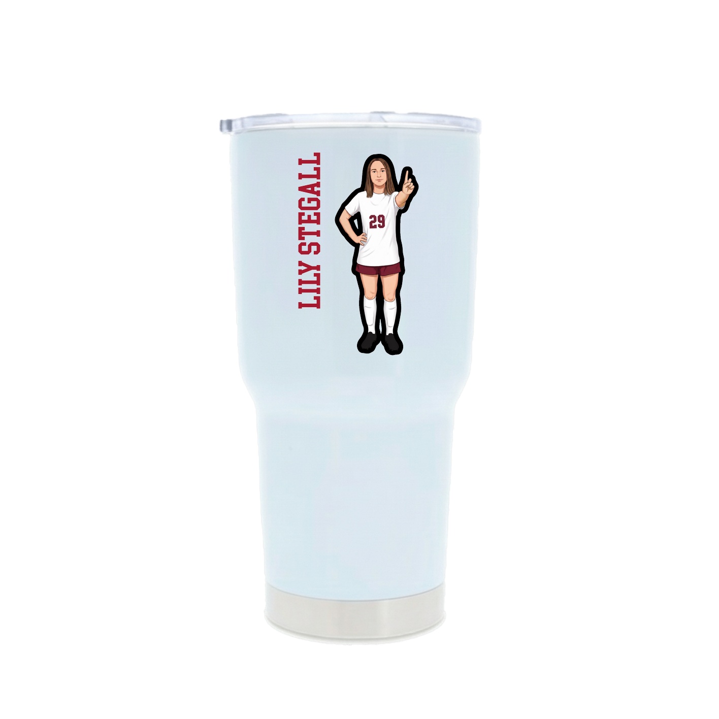30oz Stainless Steel Tumbler — Name Vertical in White