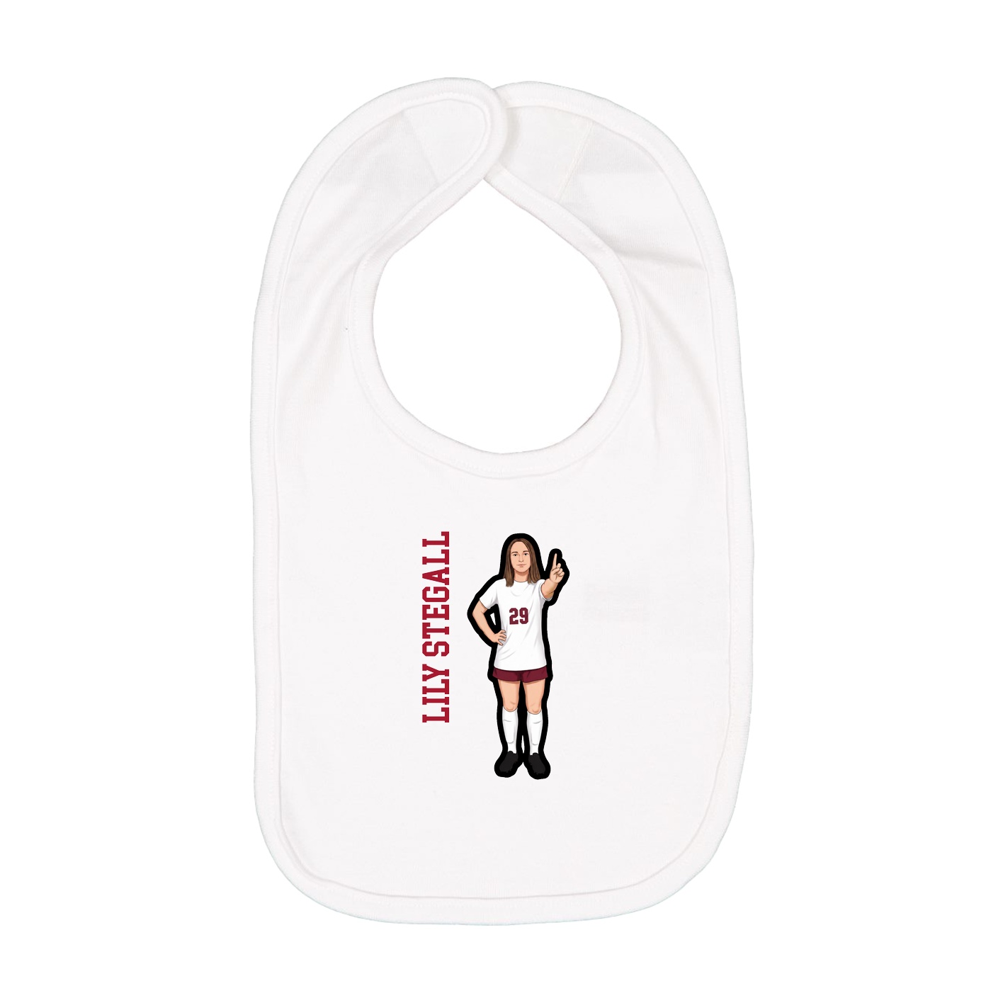 Infant Bib — Name Vertical in White