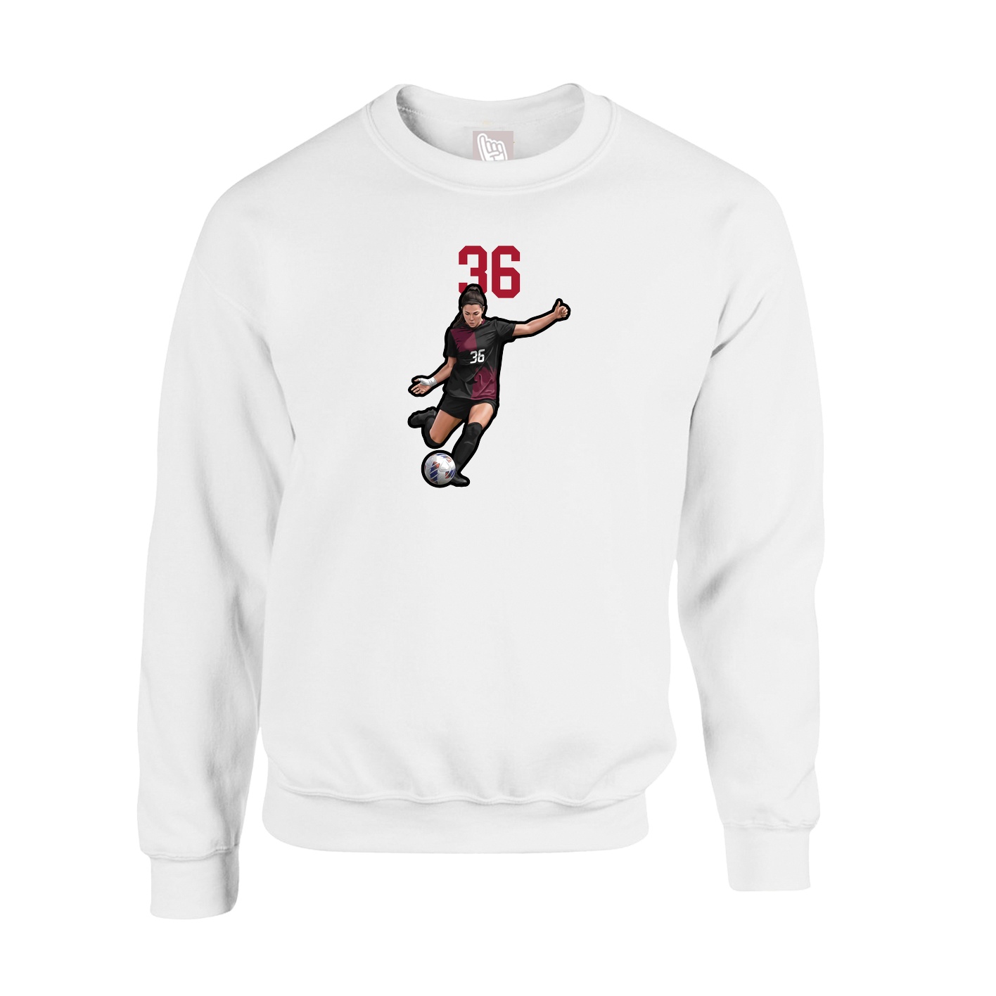 Fleece Crew — Number Top in White