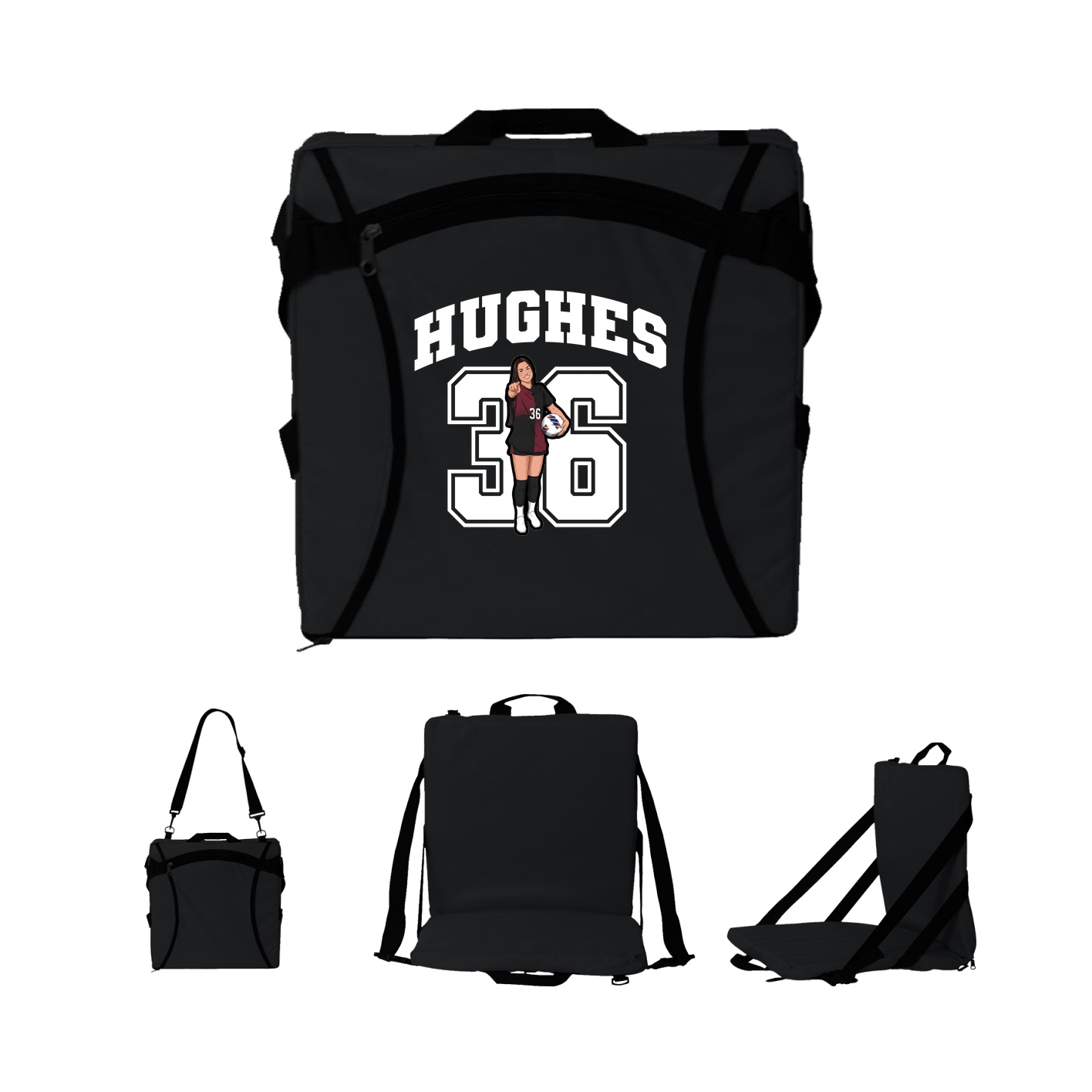 Folding Stadium Seat — Number in Black