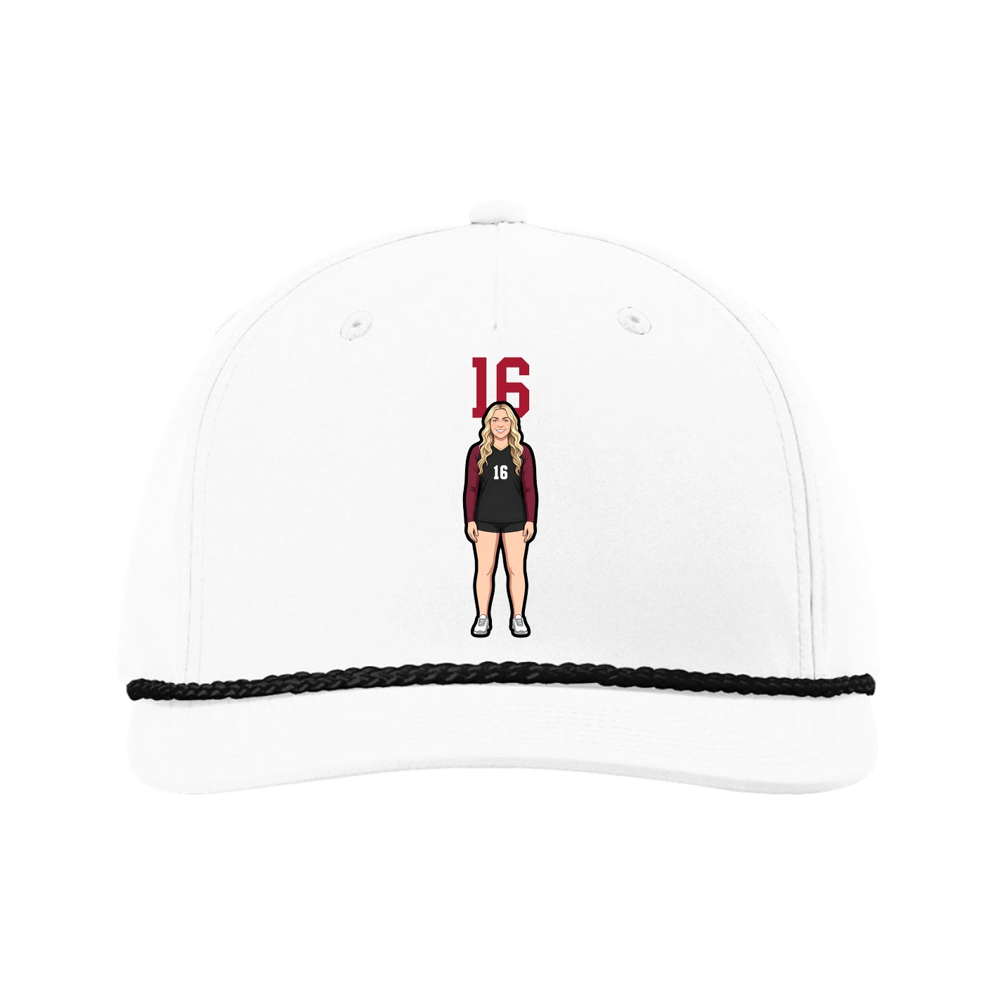 Five-Panel Classic Rope Cap — Number Top in White
