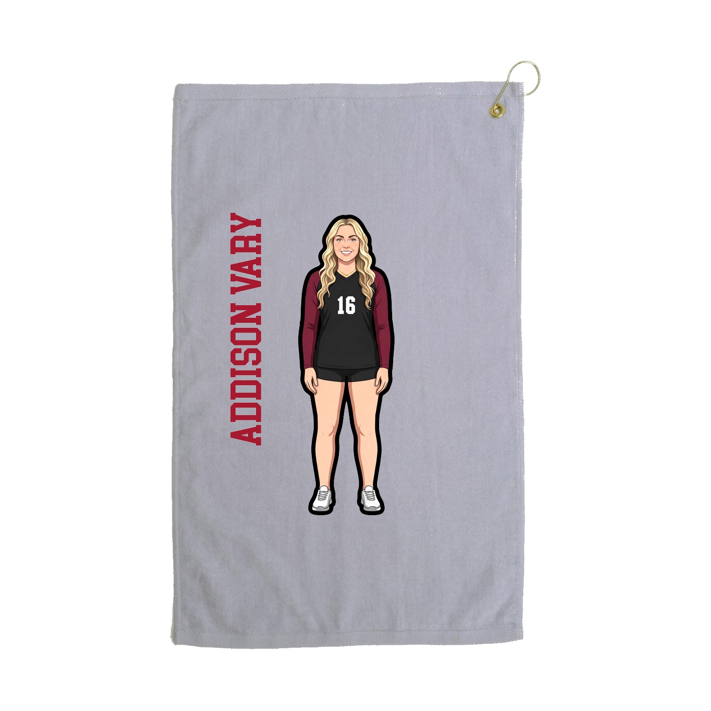 Golf Towel — Name Vertical in Grey