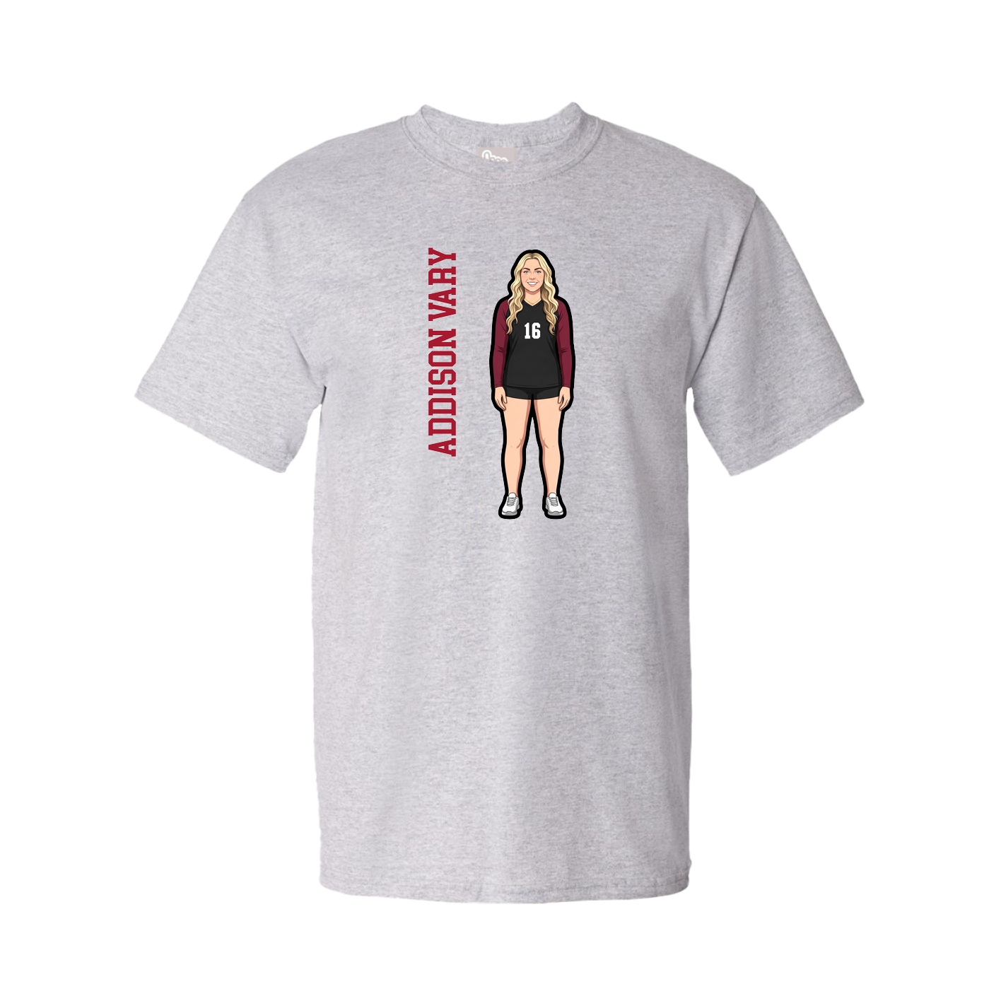 Youth Tee — Name Vertical in Grey