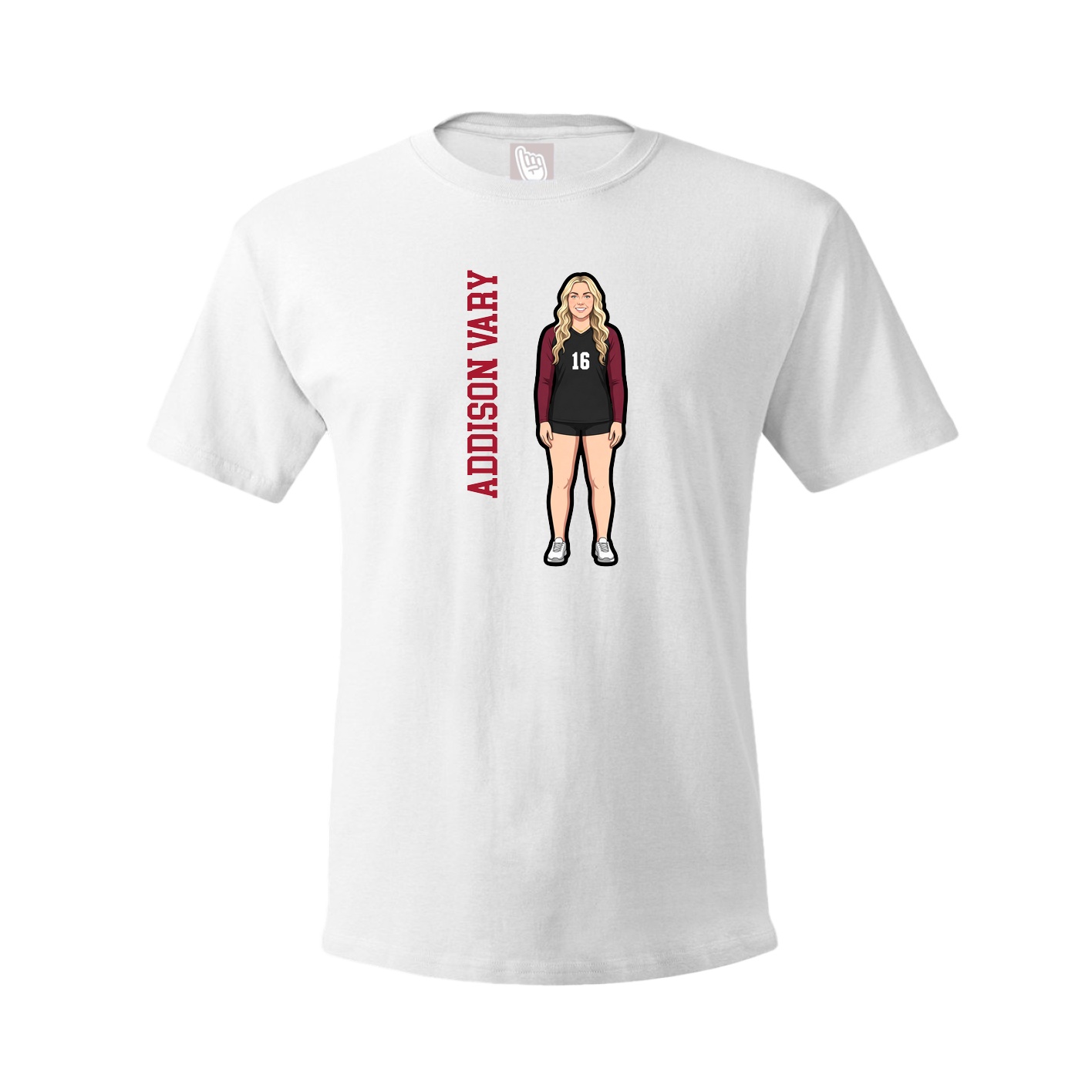 Youth Tee — Name Vertical in White