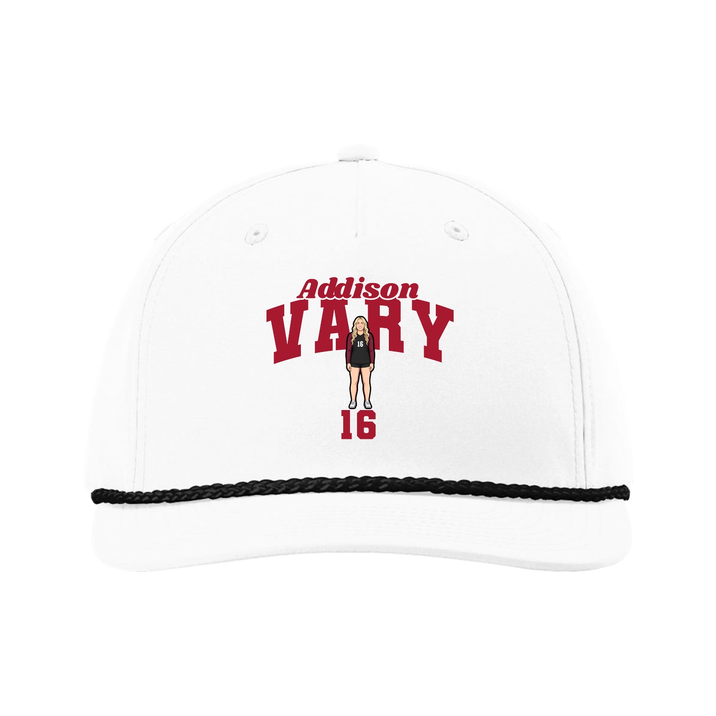 Five-Panel Classic Rope Cap — Signature Arch in White