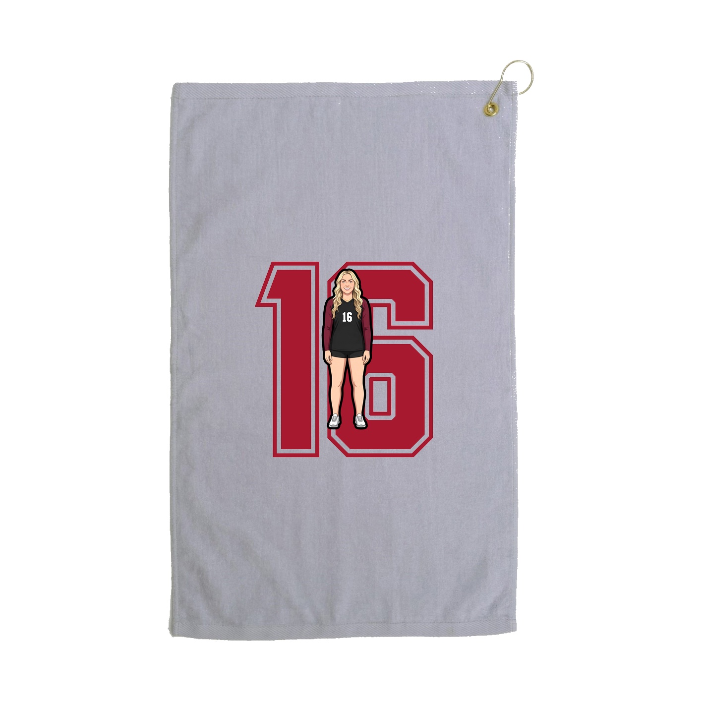 Golf Towel — Number in Grey