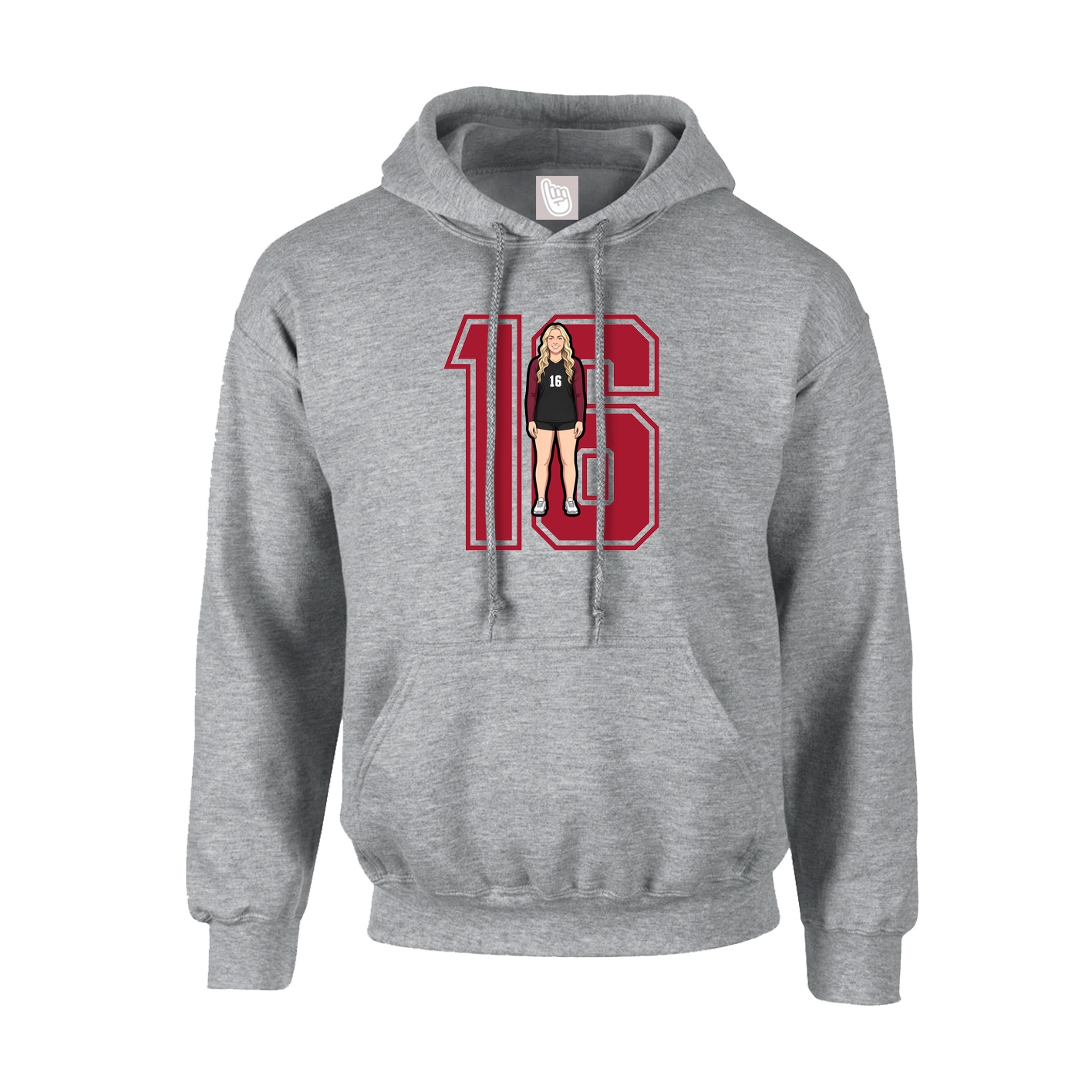 Youth Hoodie — Number in Grey