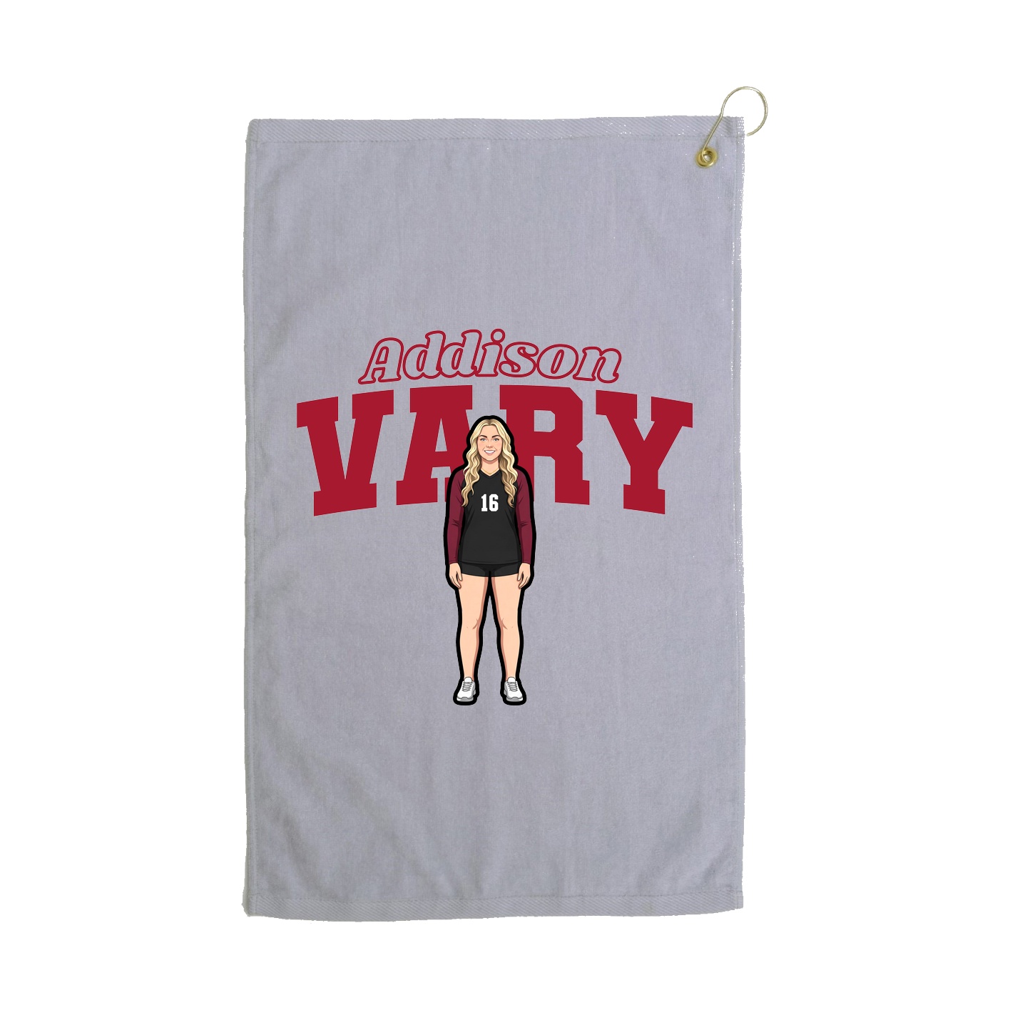 Golf Towel — Name Arch in Grey