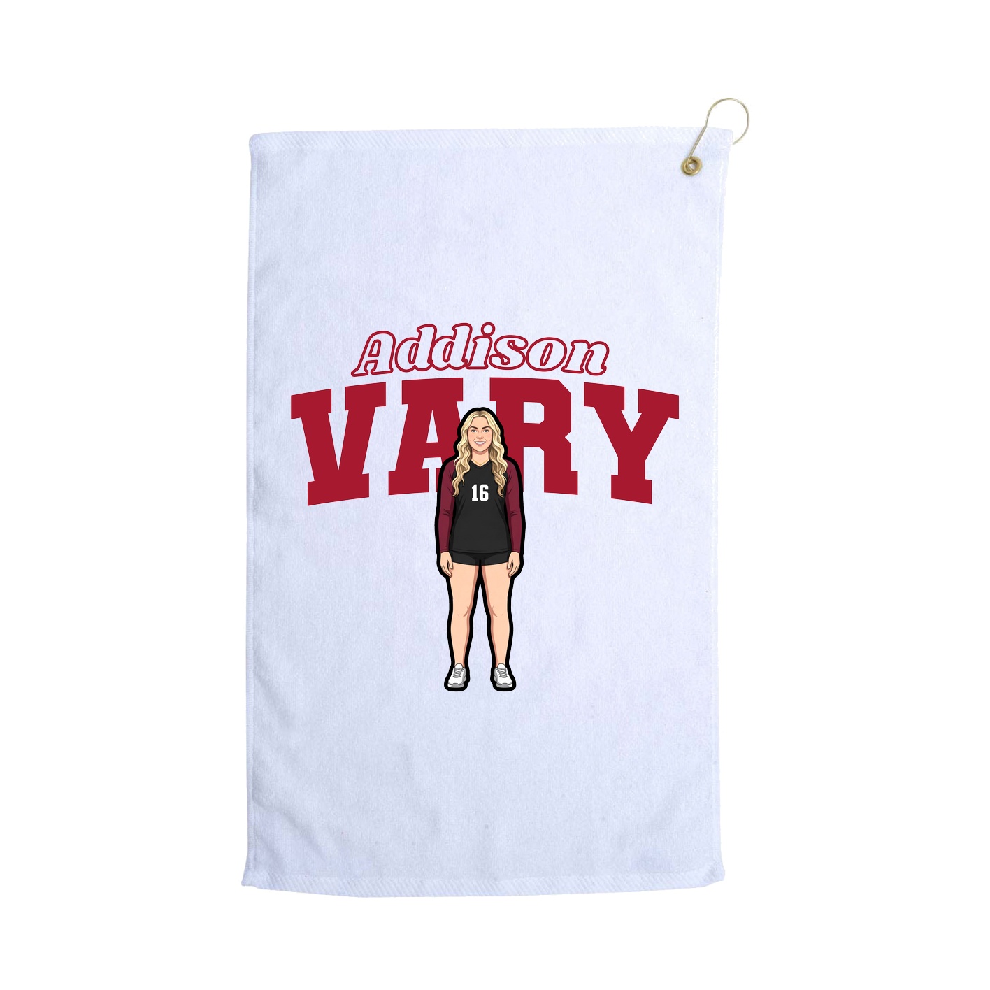 Golf Towel — Name Arch in White
