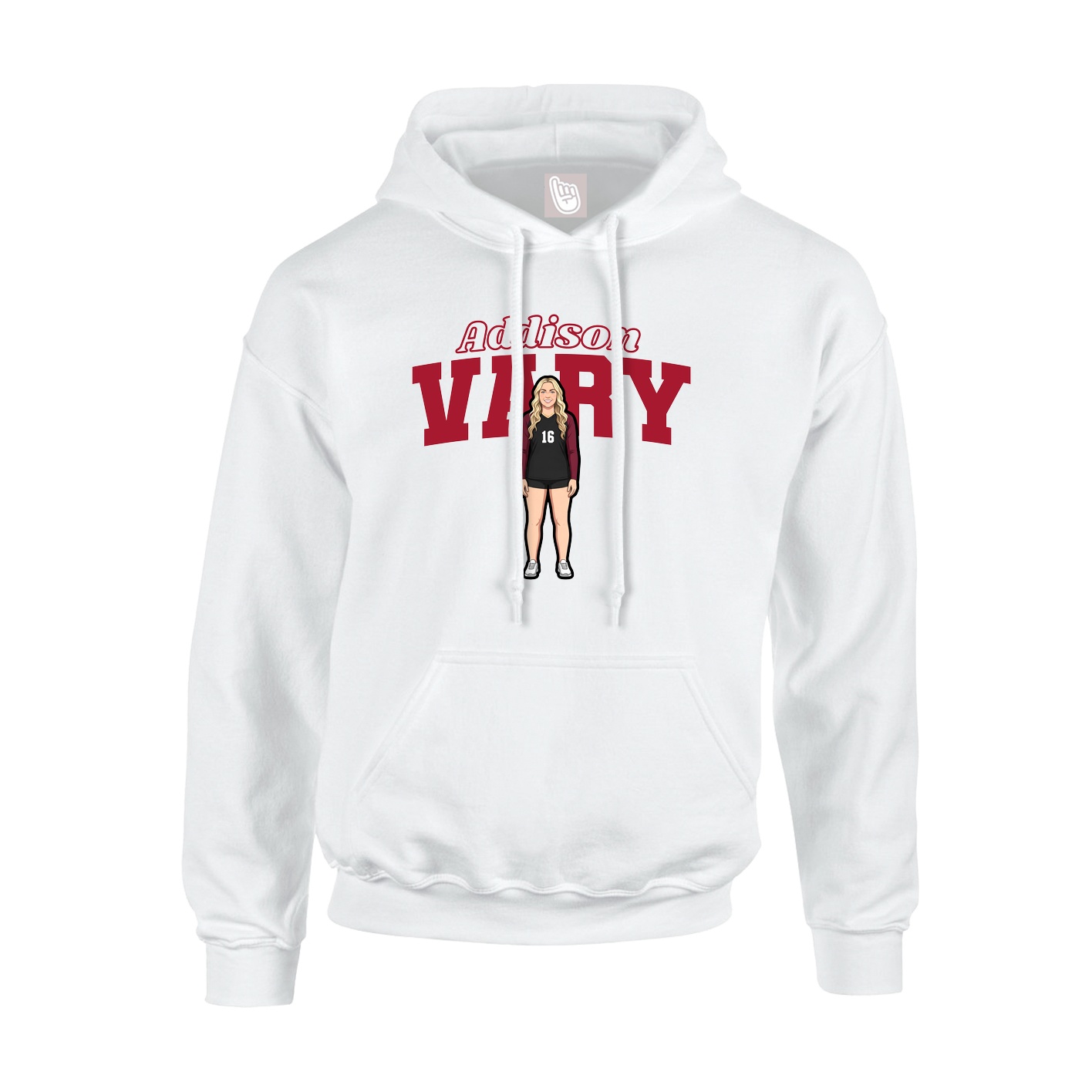 Youth Hoodie — Name Arch in White