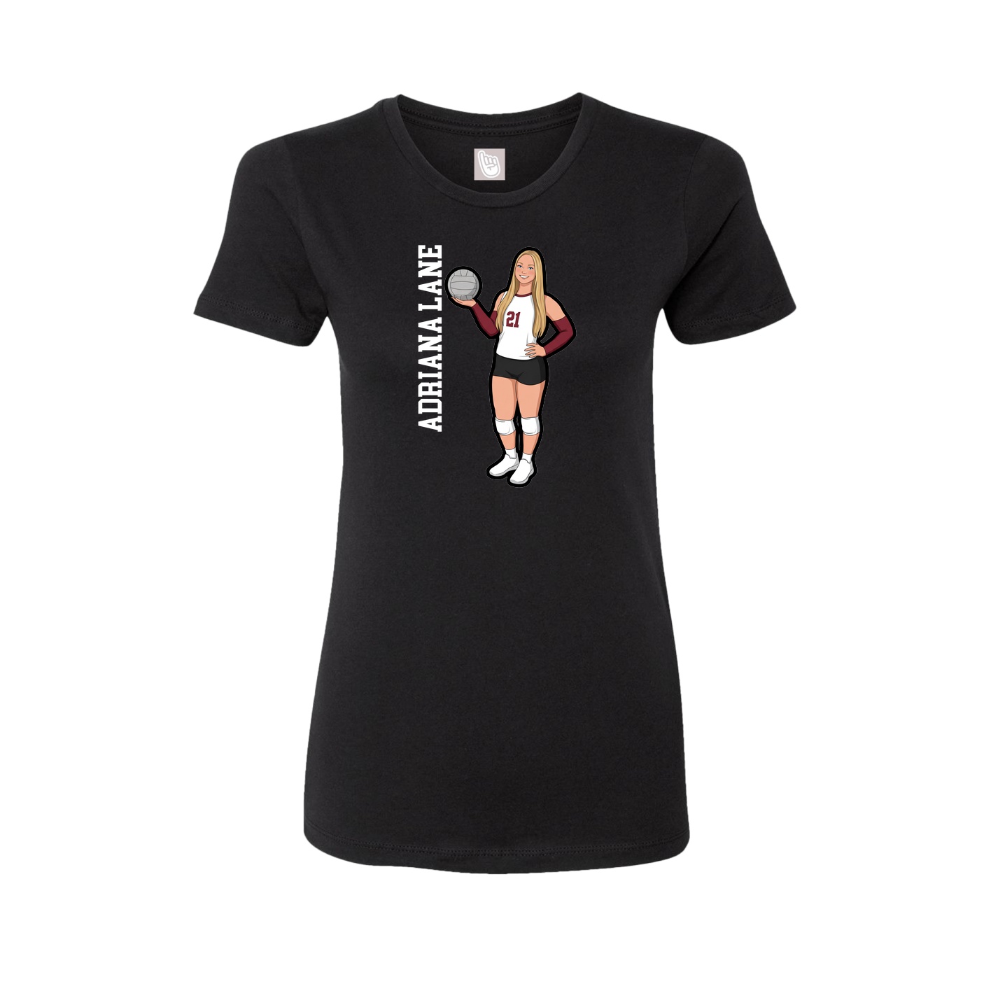 Fitted Women's Tee — Name Vertical in Black
