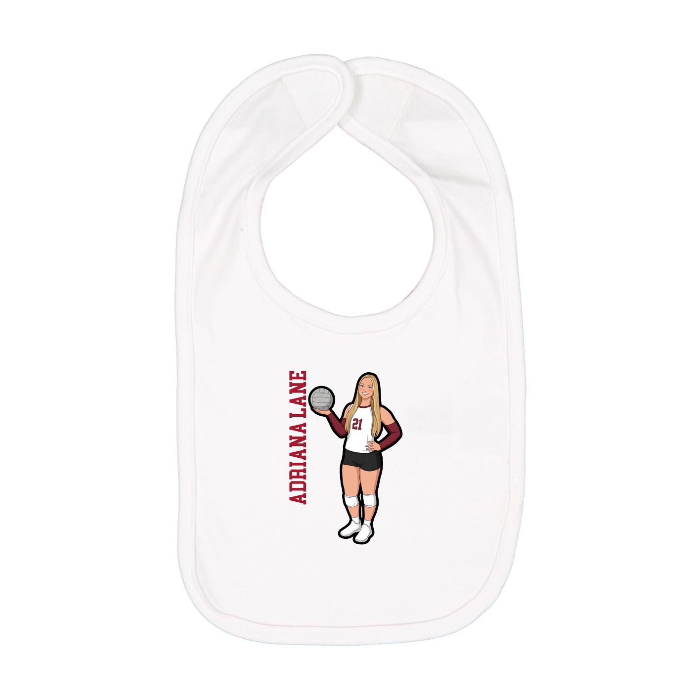Infant Bib — Name Vertical in White