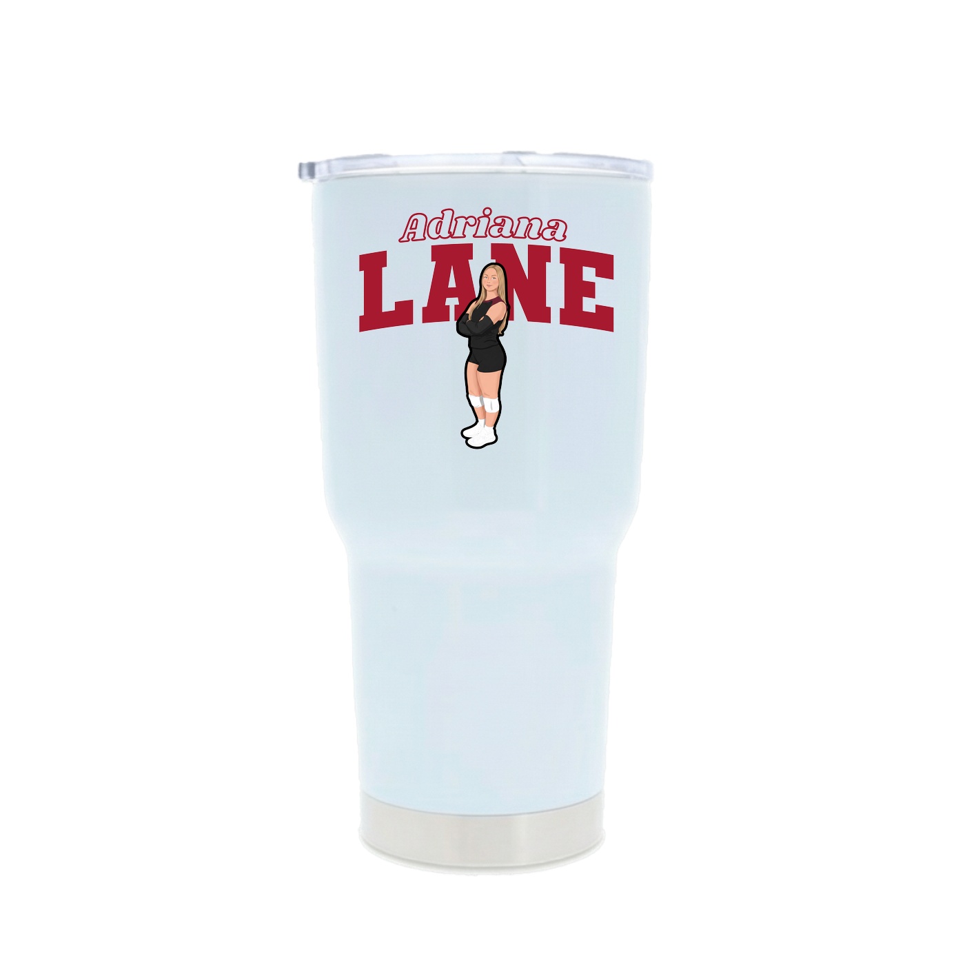 30oz Stainless Steel Tumbler — Name Arch in White