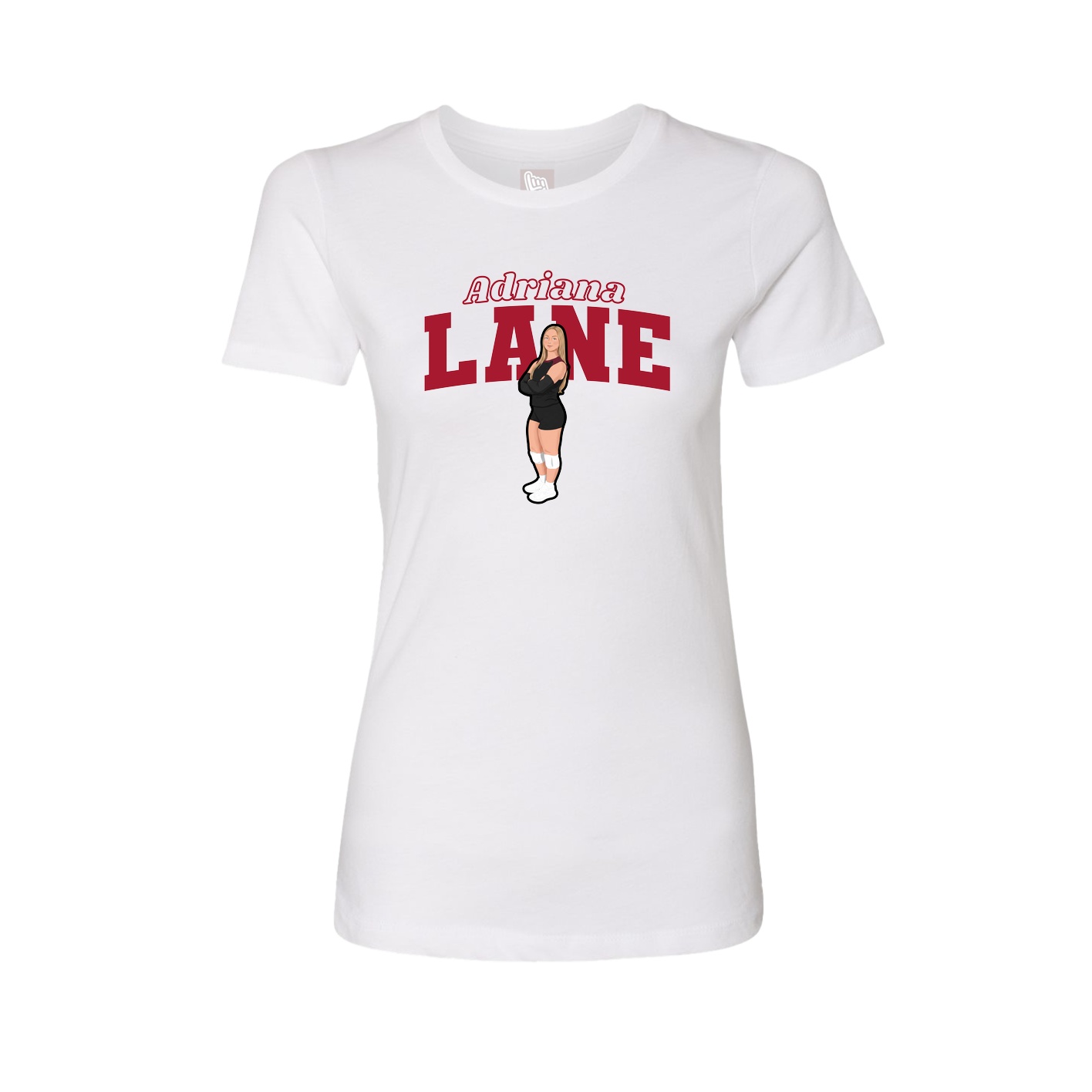 Fitted Women's Tee — Name Arch in White