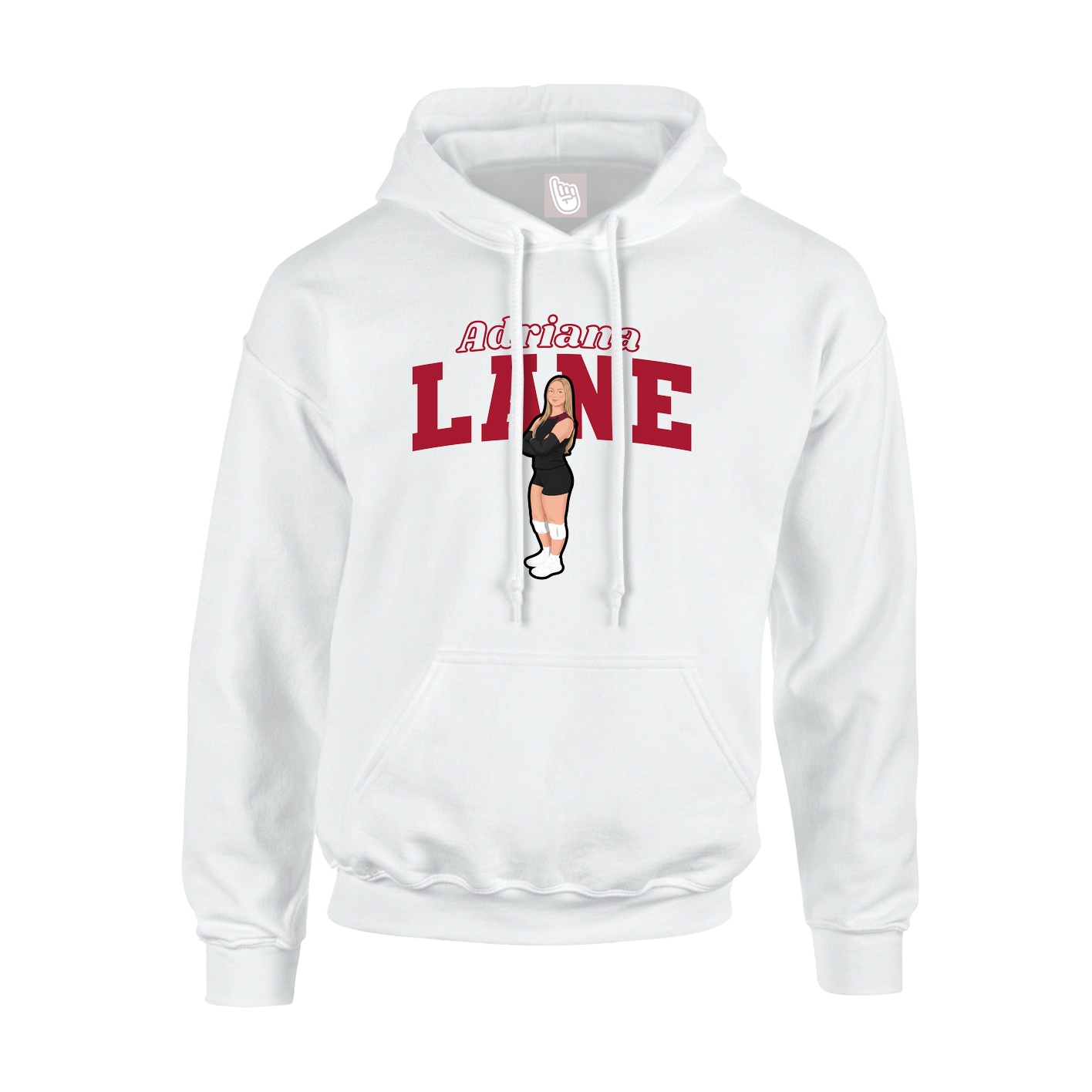 Youth Hoodie — Name Arch in White
