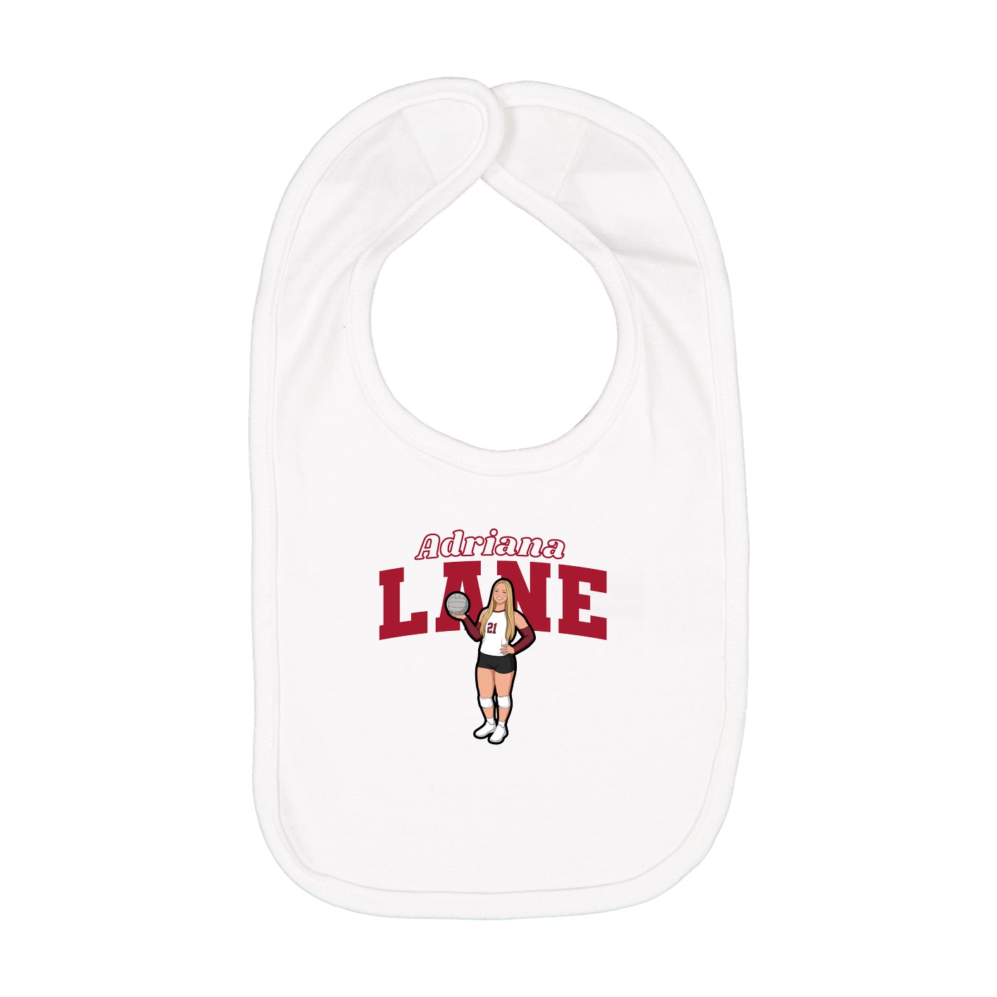 Infant Bib — Name Arch in White