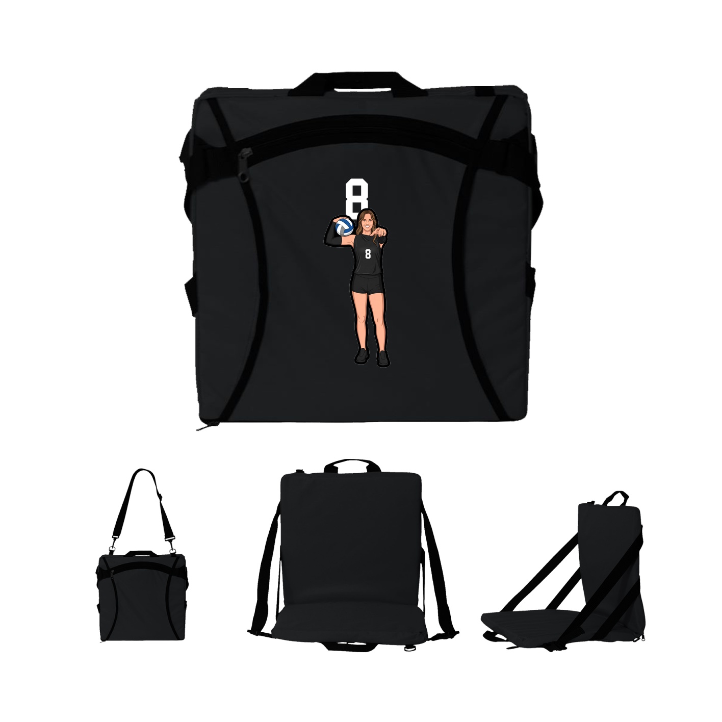 Folding Stadium Seat — Number Top in Black