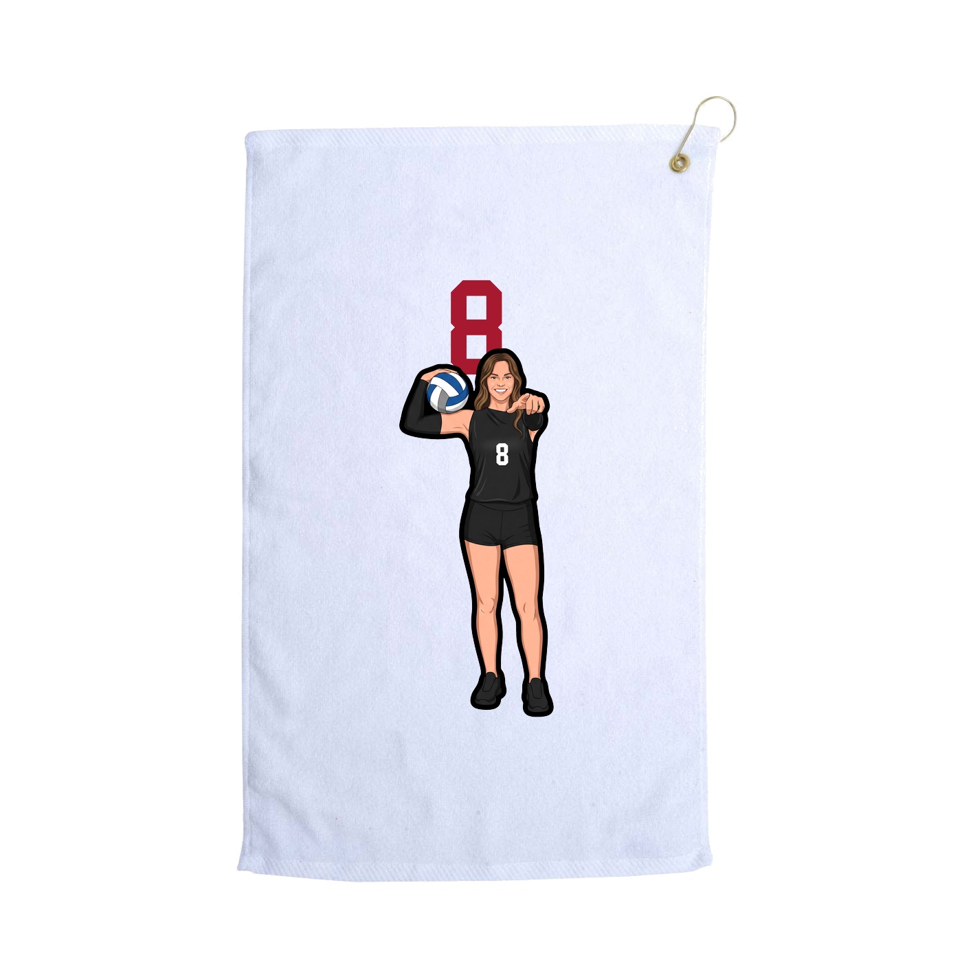 Golf Towel — Number Top in White