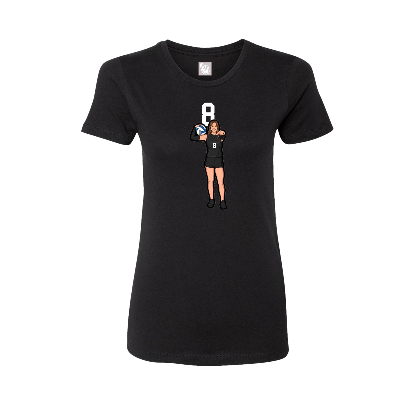 Fitted Women's Tee — Number Top in Black