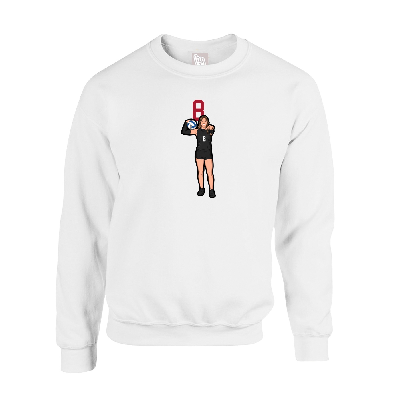 Fleece Crew — Number Top in White