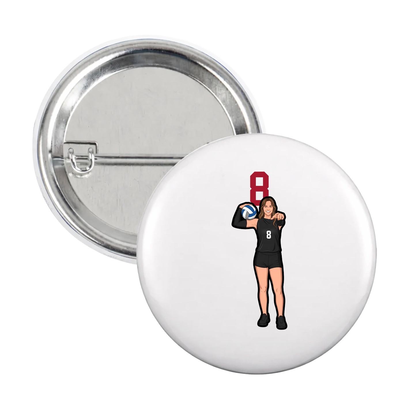 Game Day Button — Number Top in White