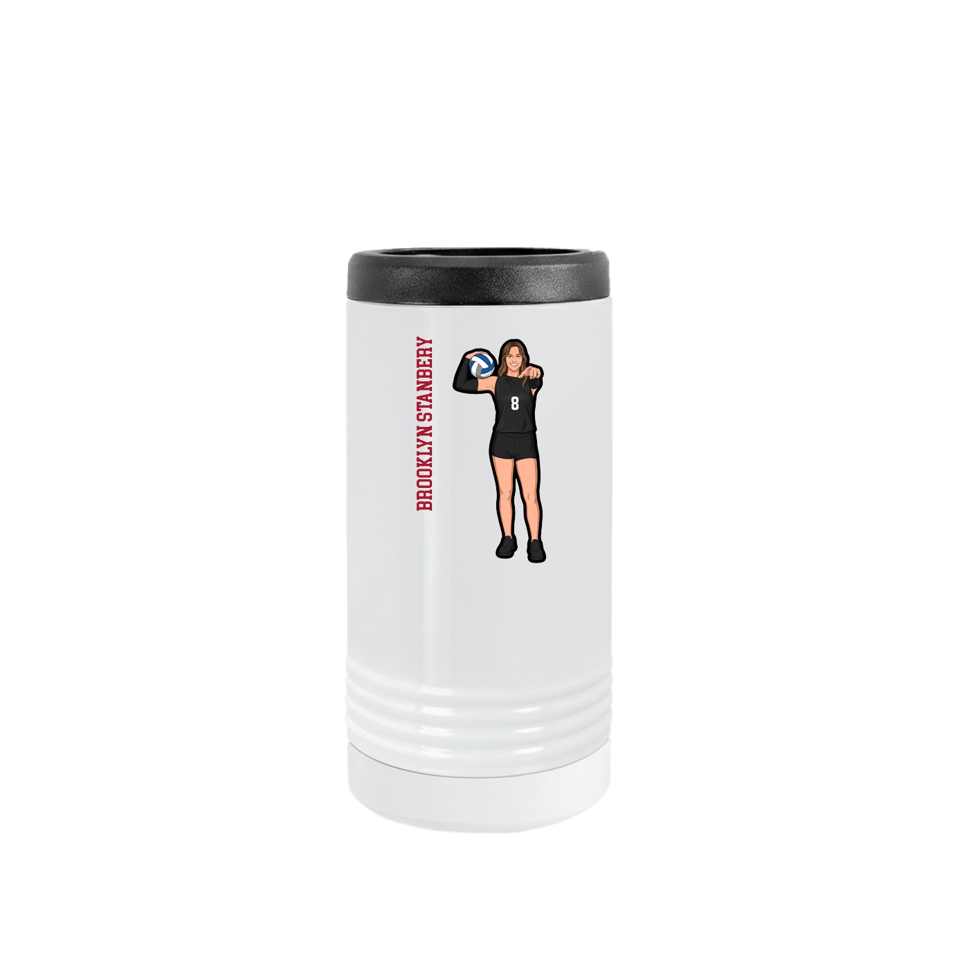 Slim Beverage Holder — Name Vertical in White