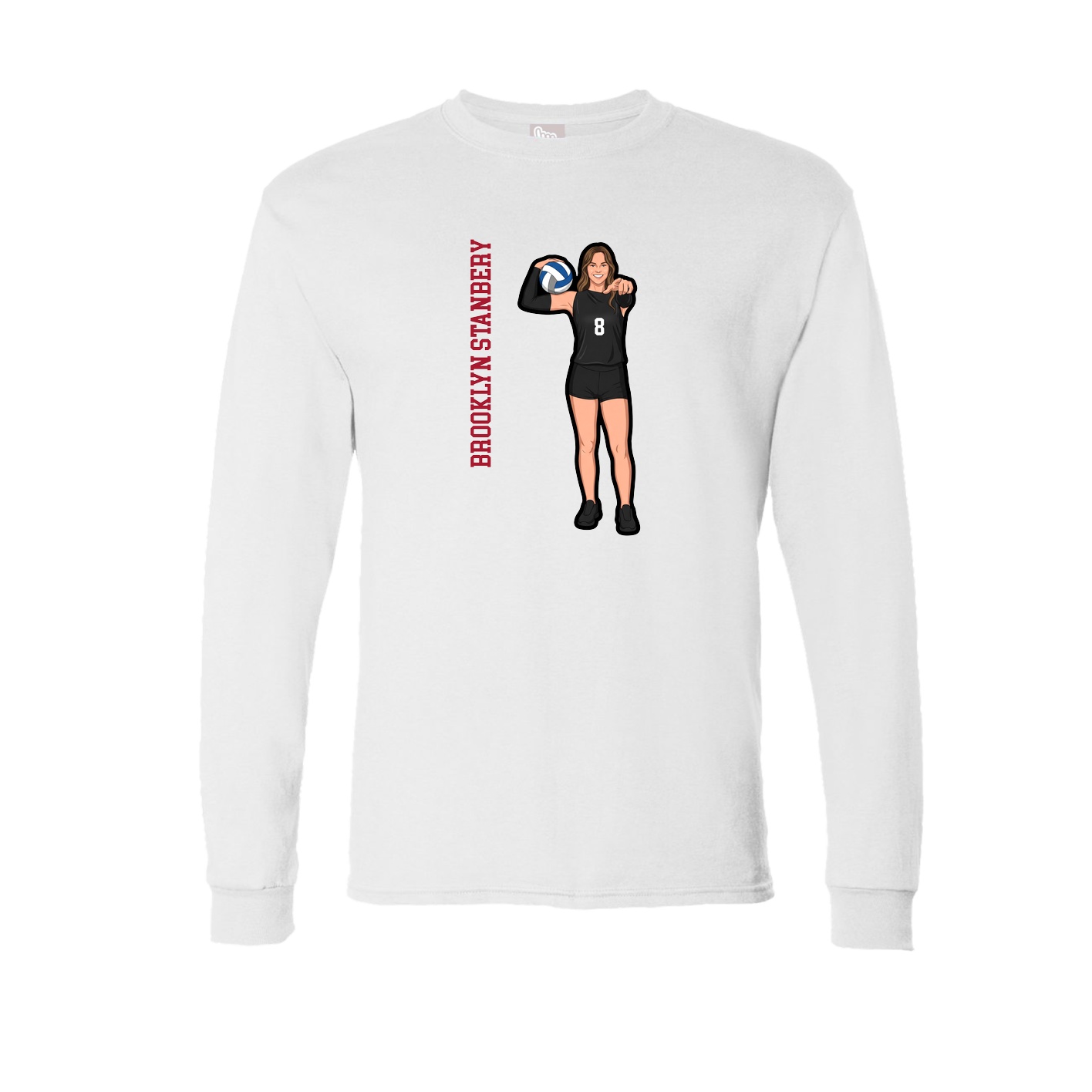Long Sleeve Tee — Name Vertical in White