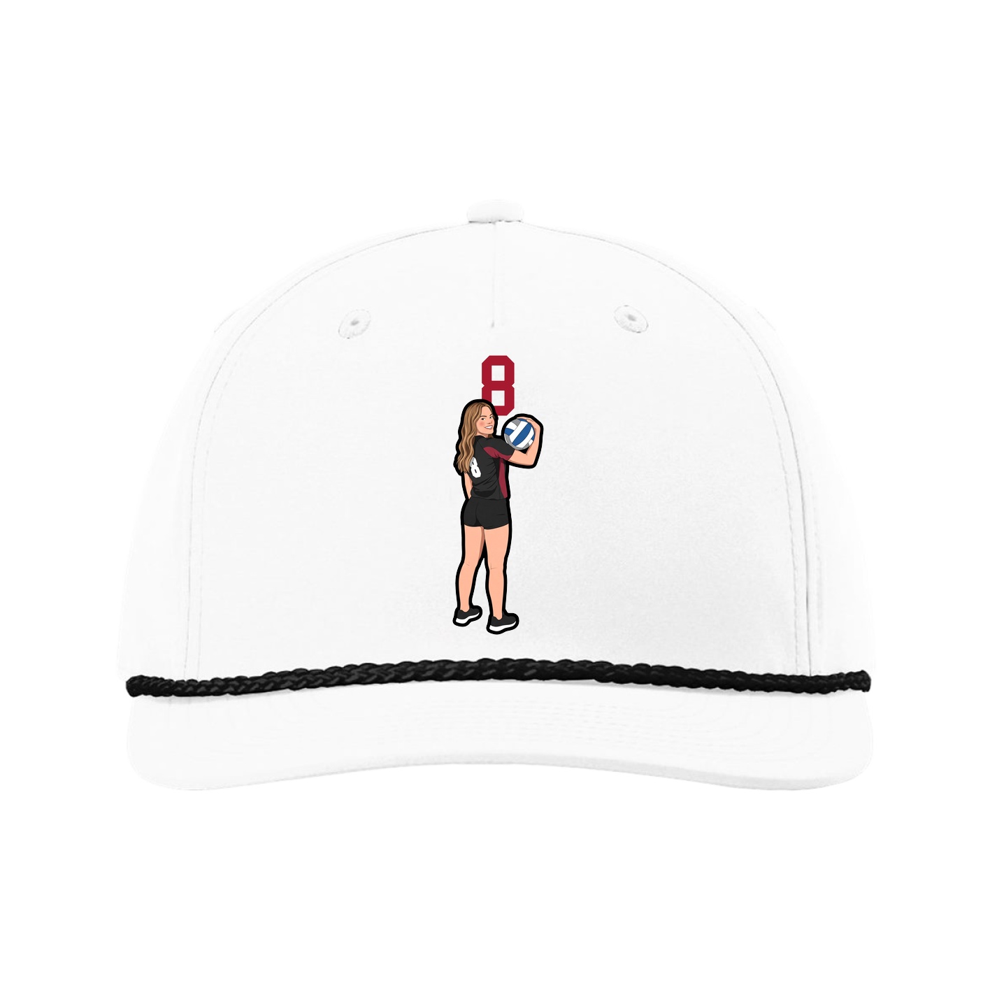 Five-Panel Classic Rope Cap — Number Top in White