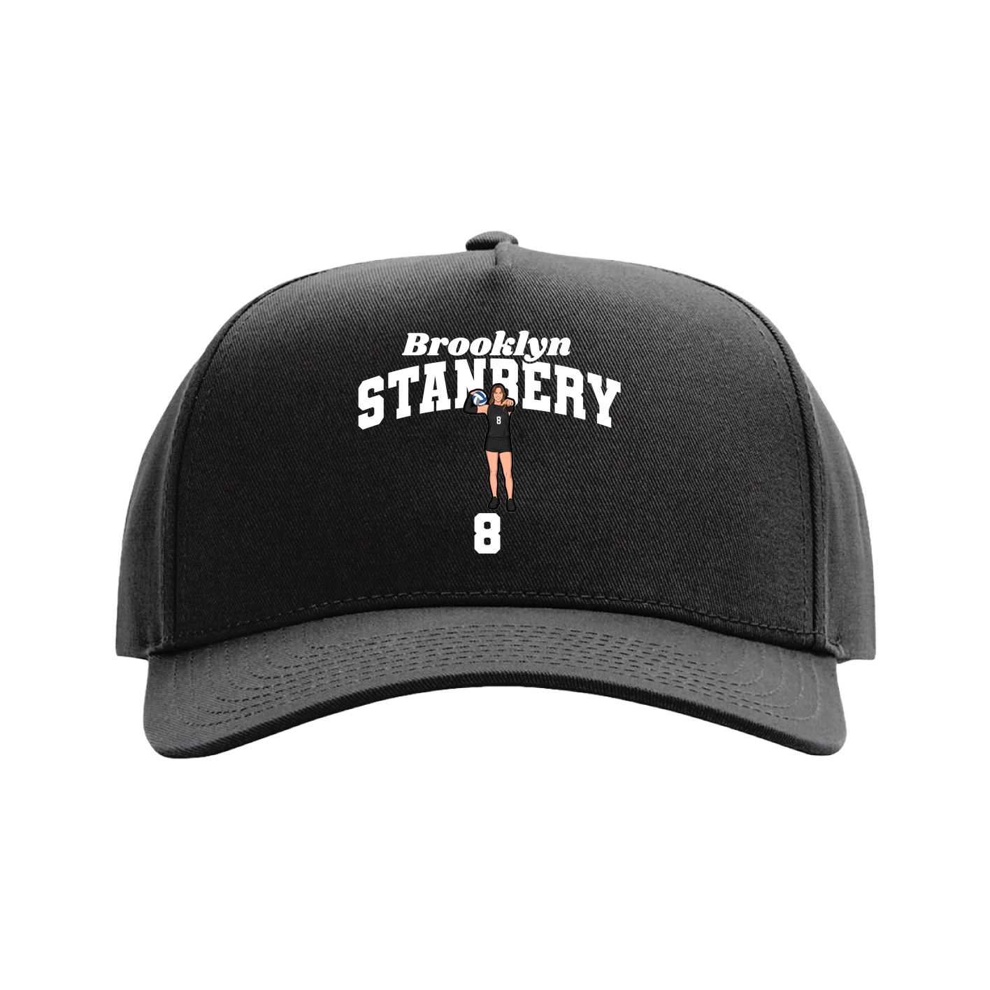 Full Fabric Five-Panel Champ Cap — Signature Arch in Black