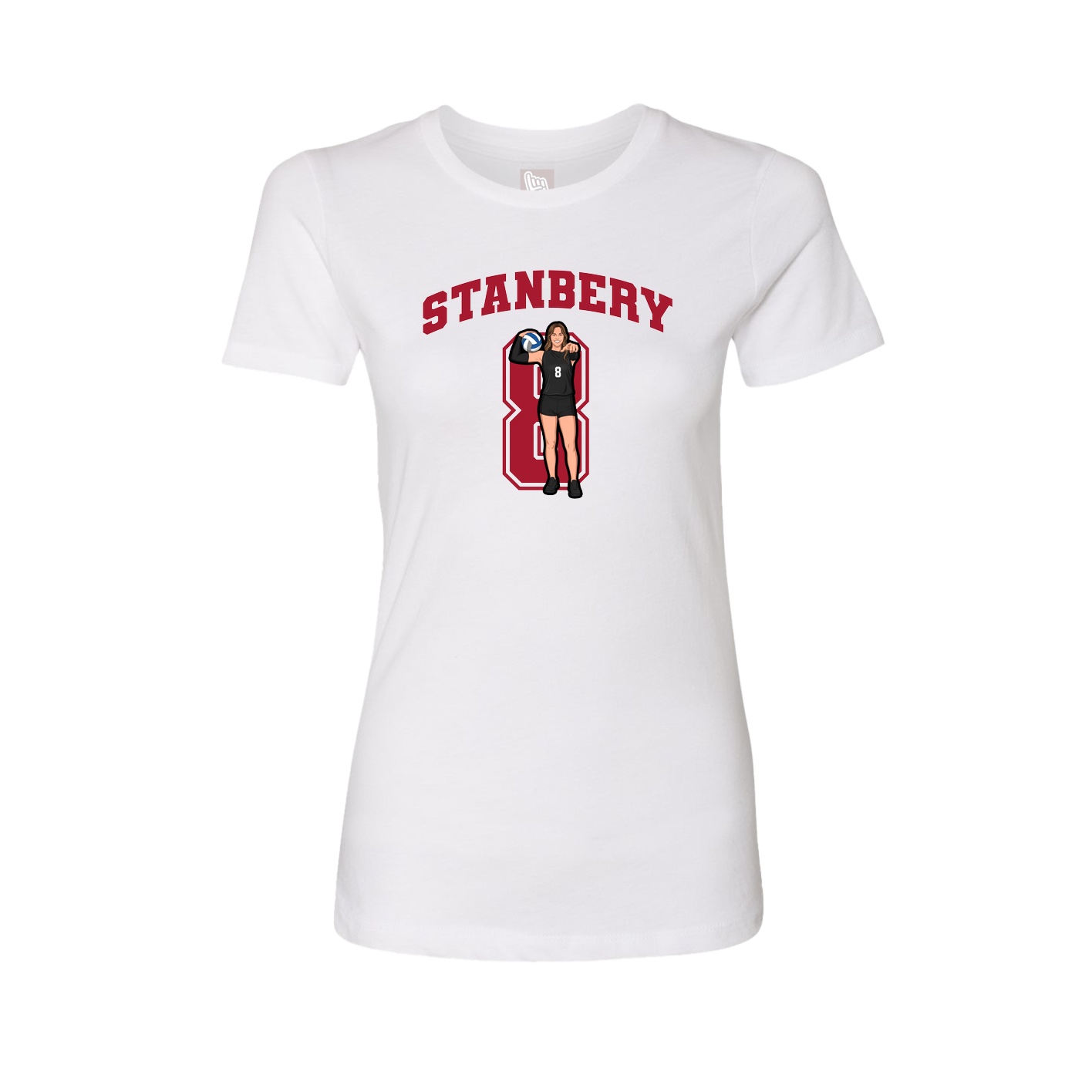 Fitted Women's Tee — Number in White