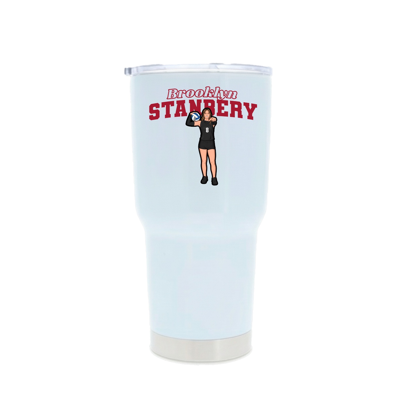 30oz Stainless Steel Tumbler — Name Arch in White