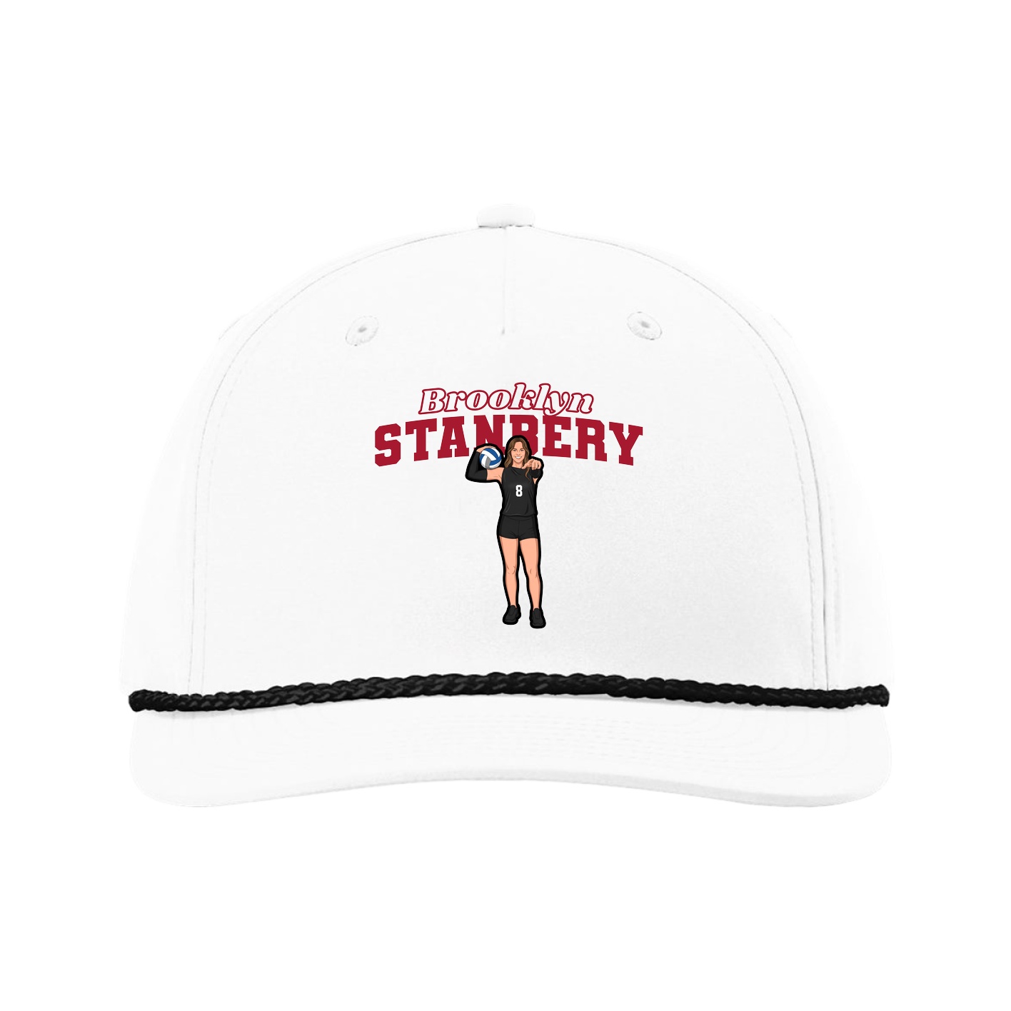 Five-Panel Classic Rope Cap — Name Arch in White