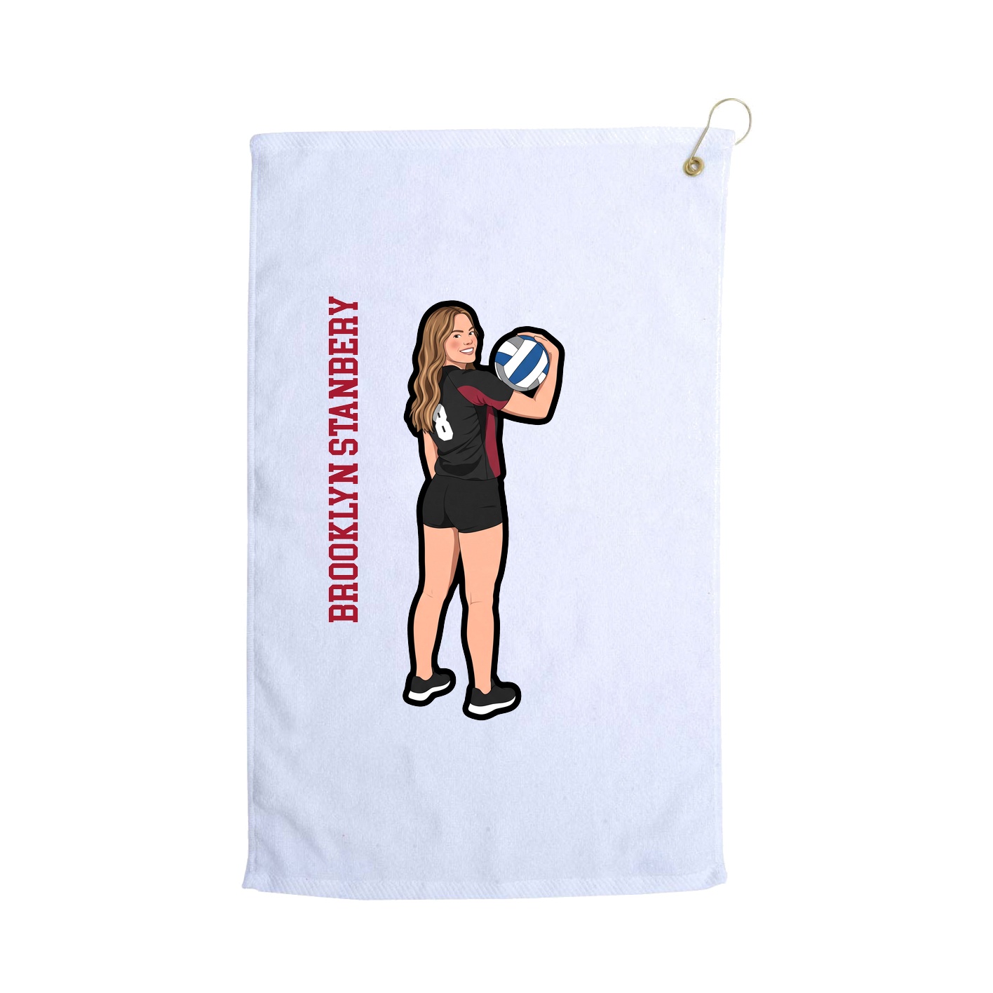Golf Towel — Name Vertical in White