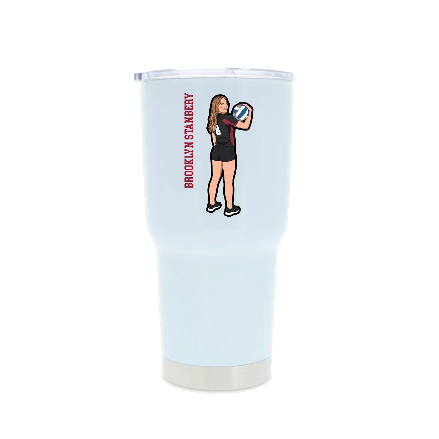 30oz Stainless Steel Tumbler — Name Vertical in White