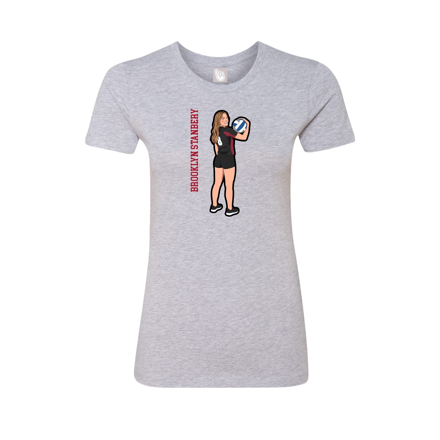 Fitted Women's Tee — Name Vertical in Grey